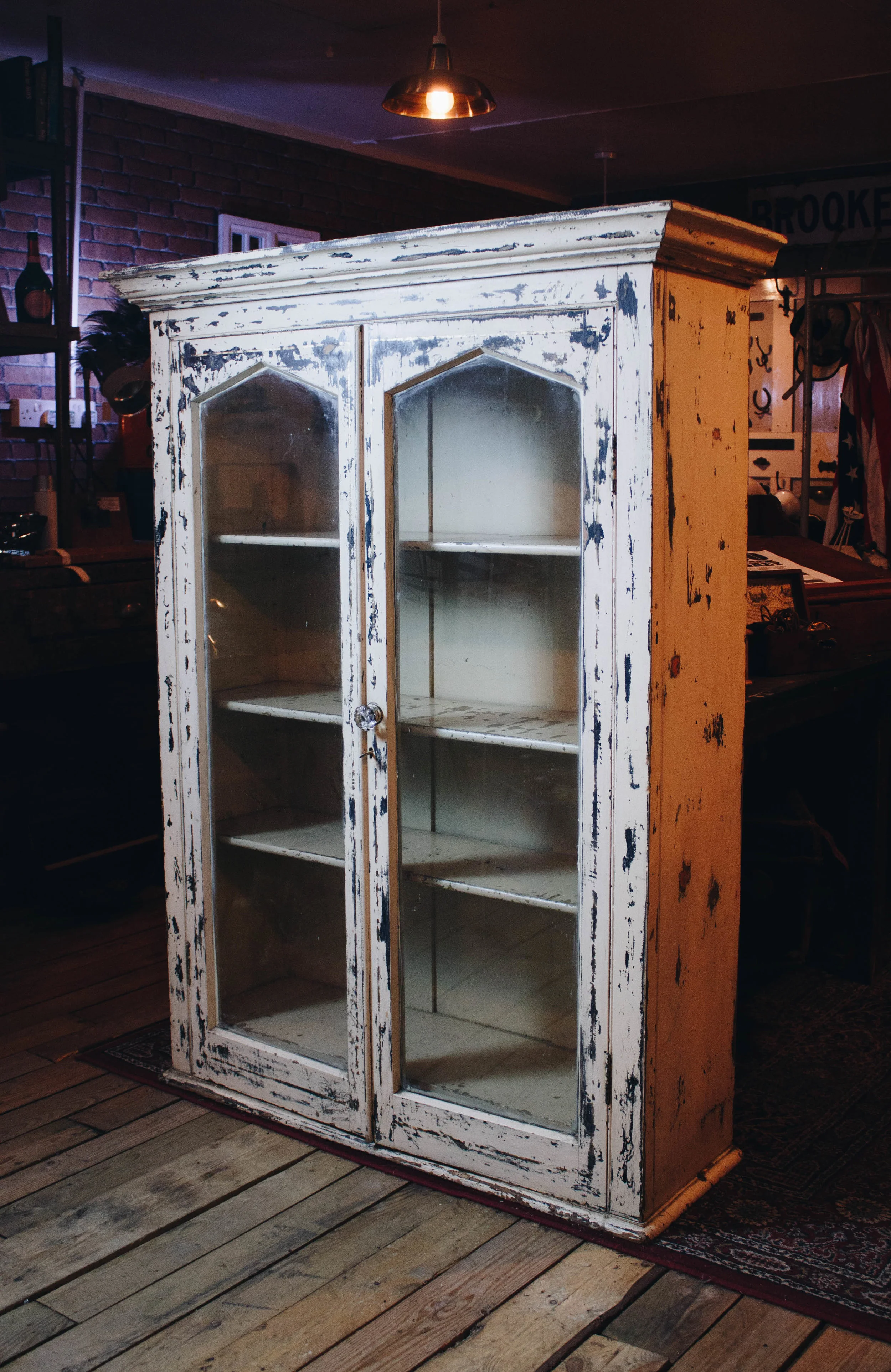 Georgian Distressed Painted Cupboard with Hidden Drawers
