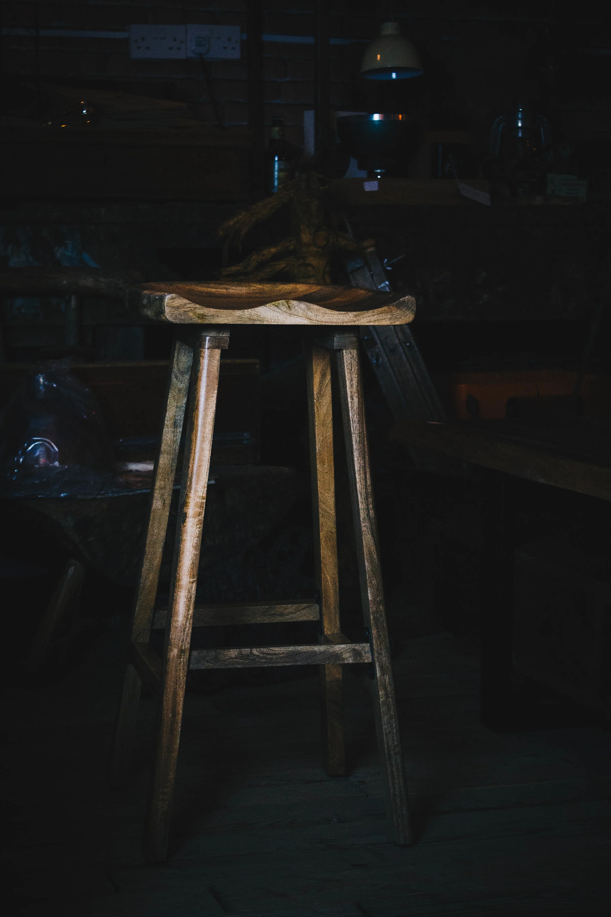 Rustic Solid Mango Wood Bar Stool 