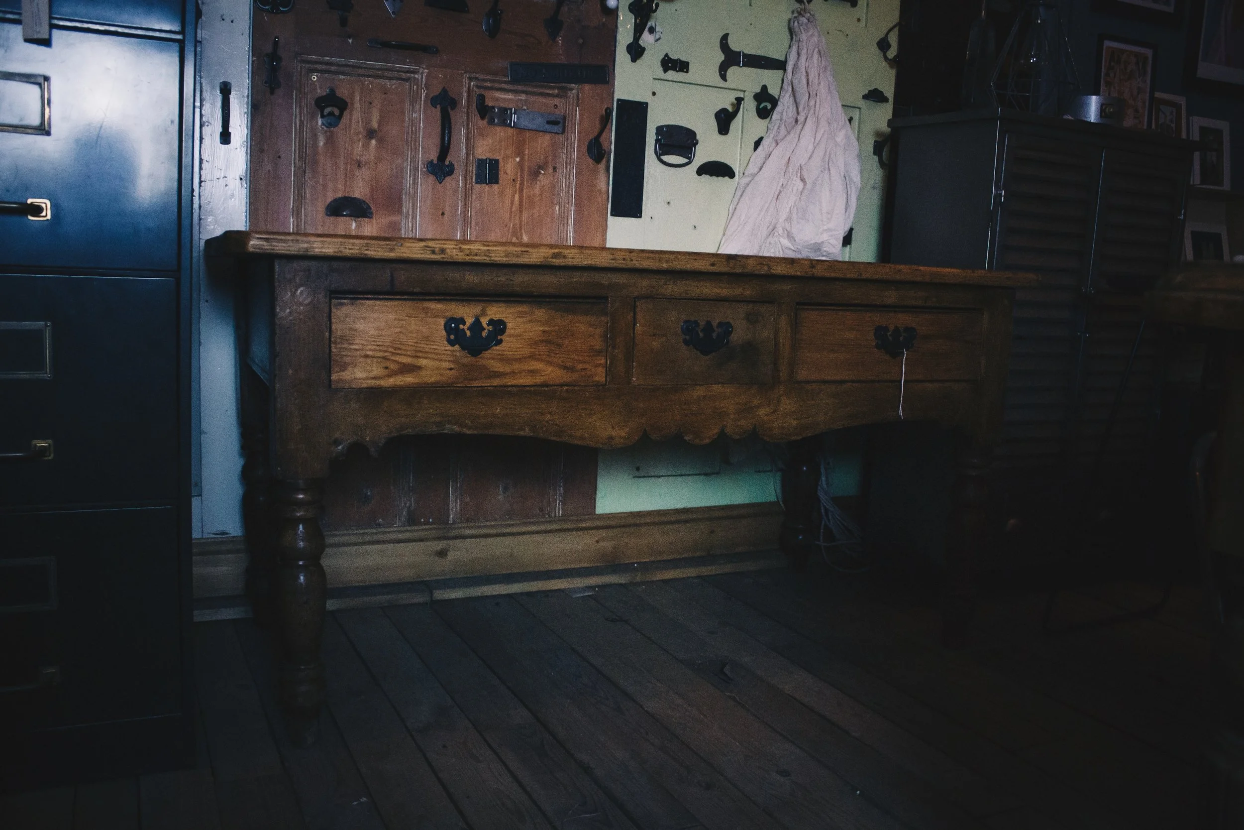 Victorian Pine Harvest Table with Three Drawers Great Patina