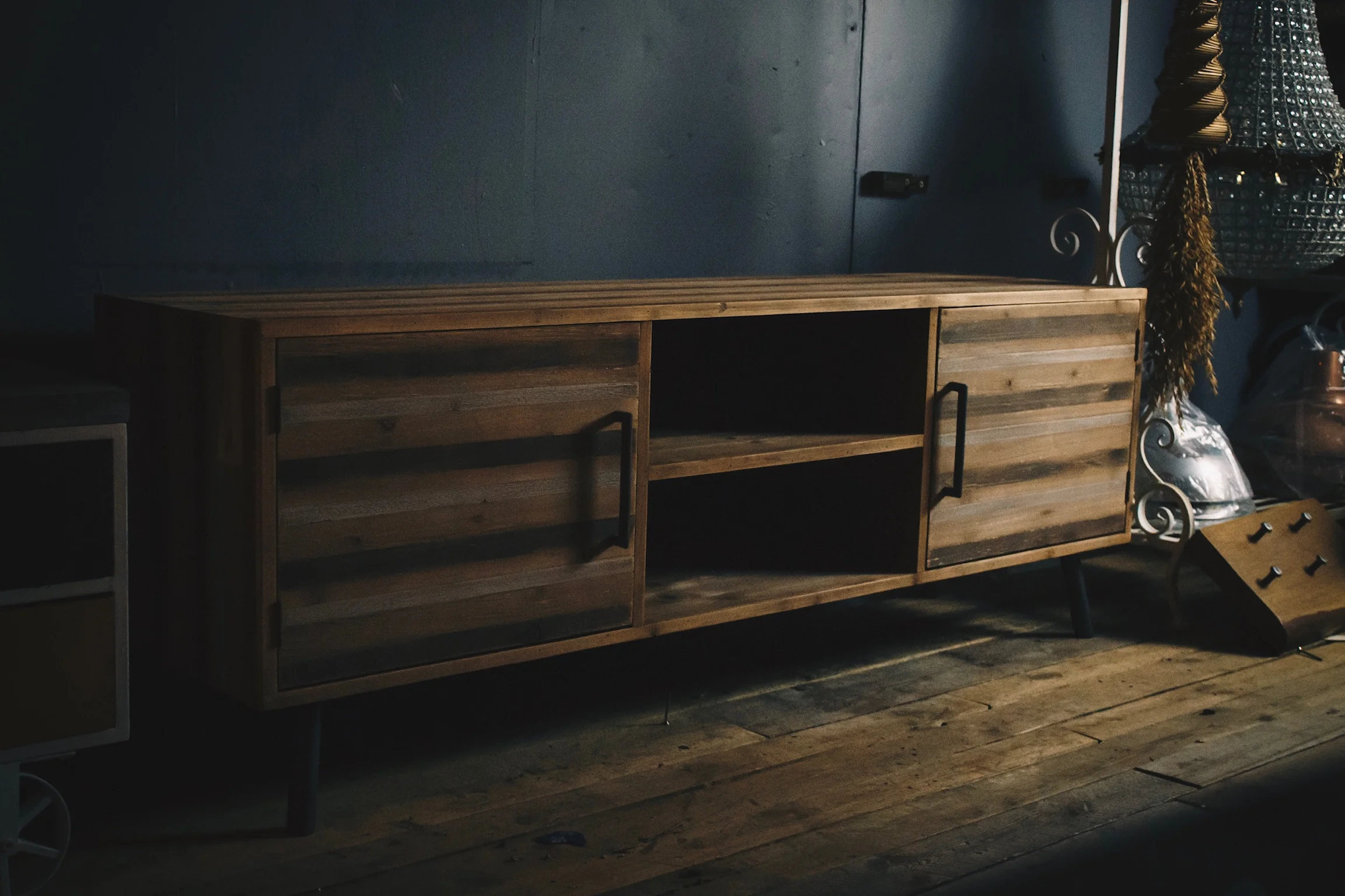 Patterened Sideboard/TV Cabinet with Wood and Metal Details