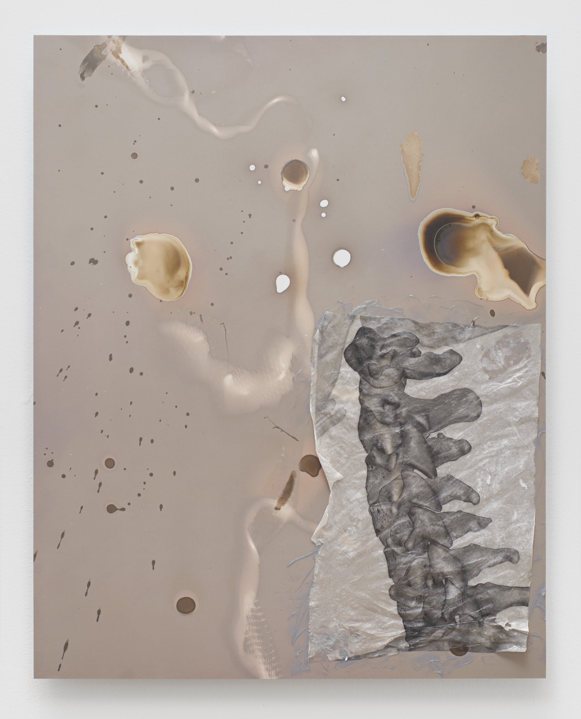 Fracture, 2016. Partially fixed photogram, darkroom chemicals, xerox image transfer, gel medium. Image Credit: Phoebe d’Heurle