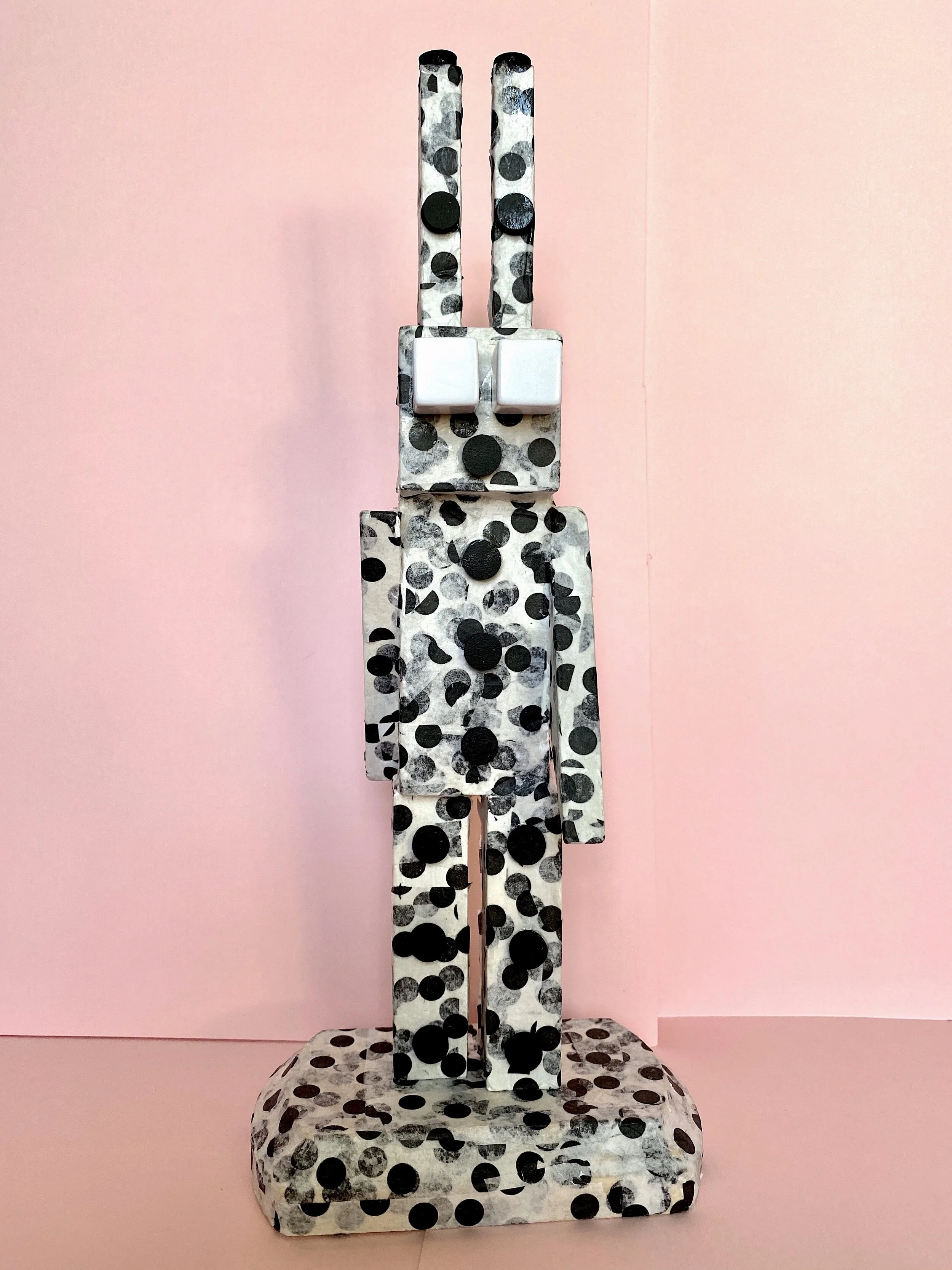 Spotted Bunny Robot - 12%22 H x 3%22 W by Peter Anthony.JPG