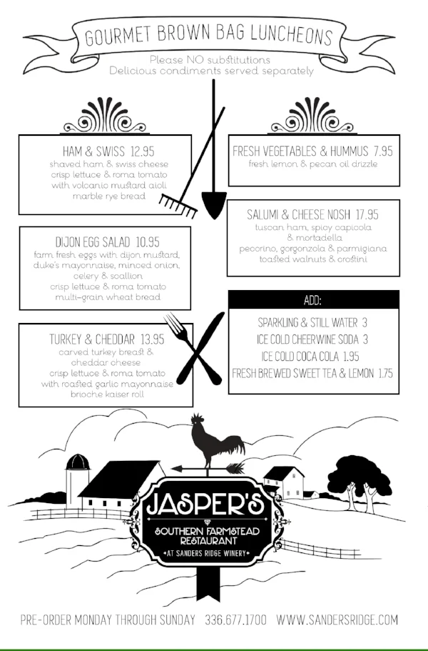 Jasper's Project: Brown bag menu