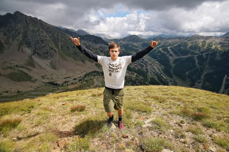 Selfie on top of a mountain for my video with Moonshine in France.