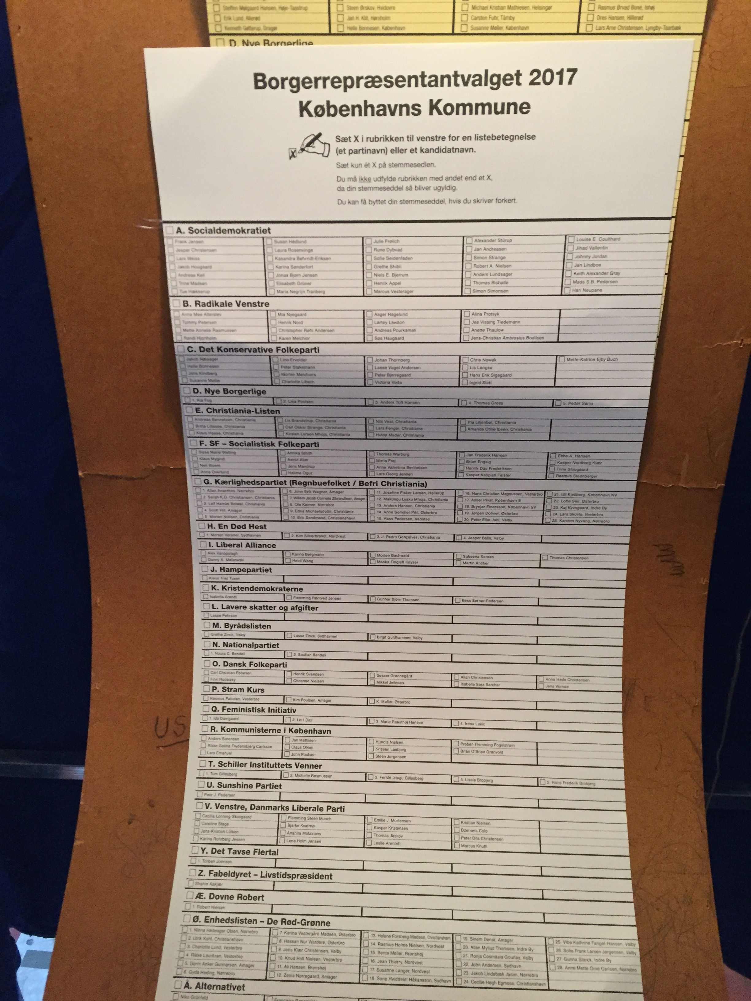 The long list of voting opportunities includes 'The Sunshine Party', 'A Dead Horse' and 'The Silent Majority'