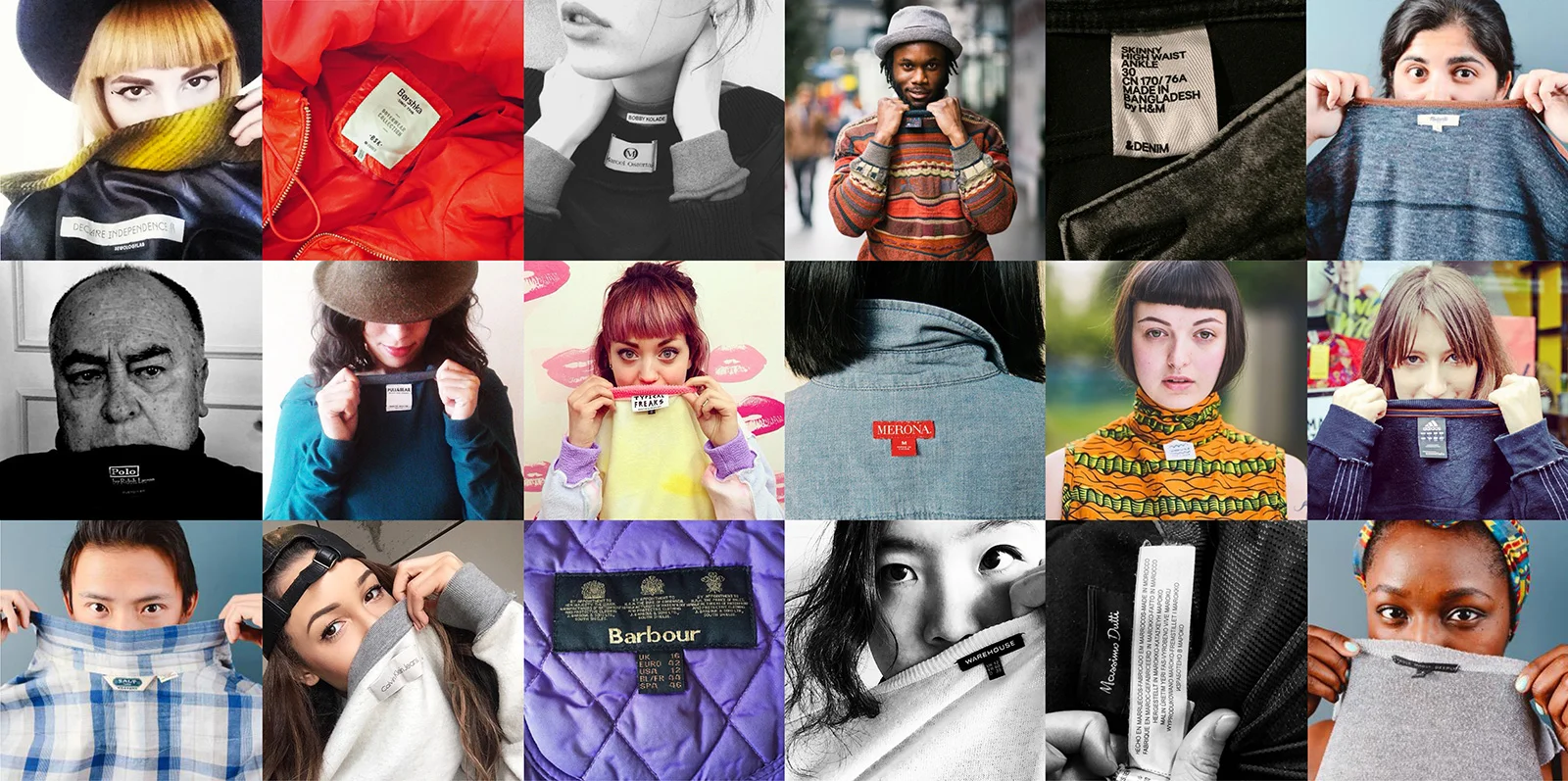Consumers turning out their garment labels to ask brands, “Who made my clothes?” for Fashion Revolution day.