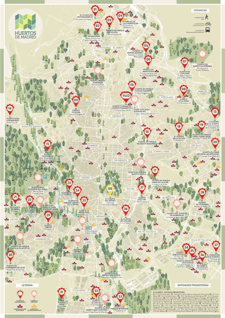 Map of Madrid community gardens