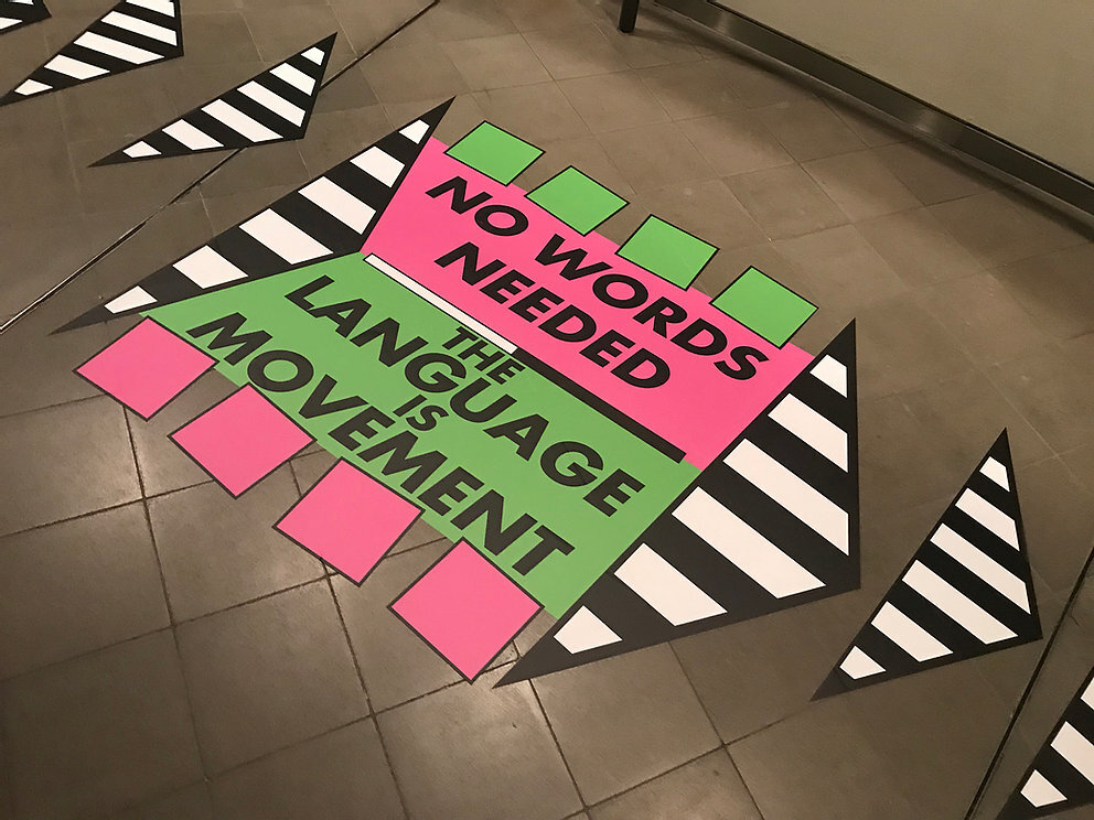  'THE LANGUAGE IS MOVEMENT'  MAYOR OF LONDON X FANDANGOE KID  80 m floor installation for Thrive LDN, World Mental Health Day 2019, City Hall, London 