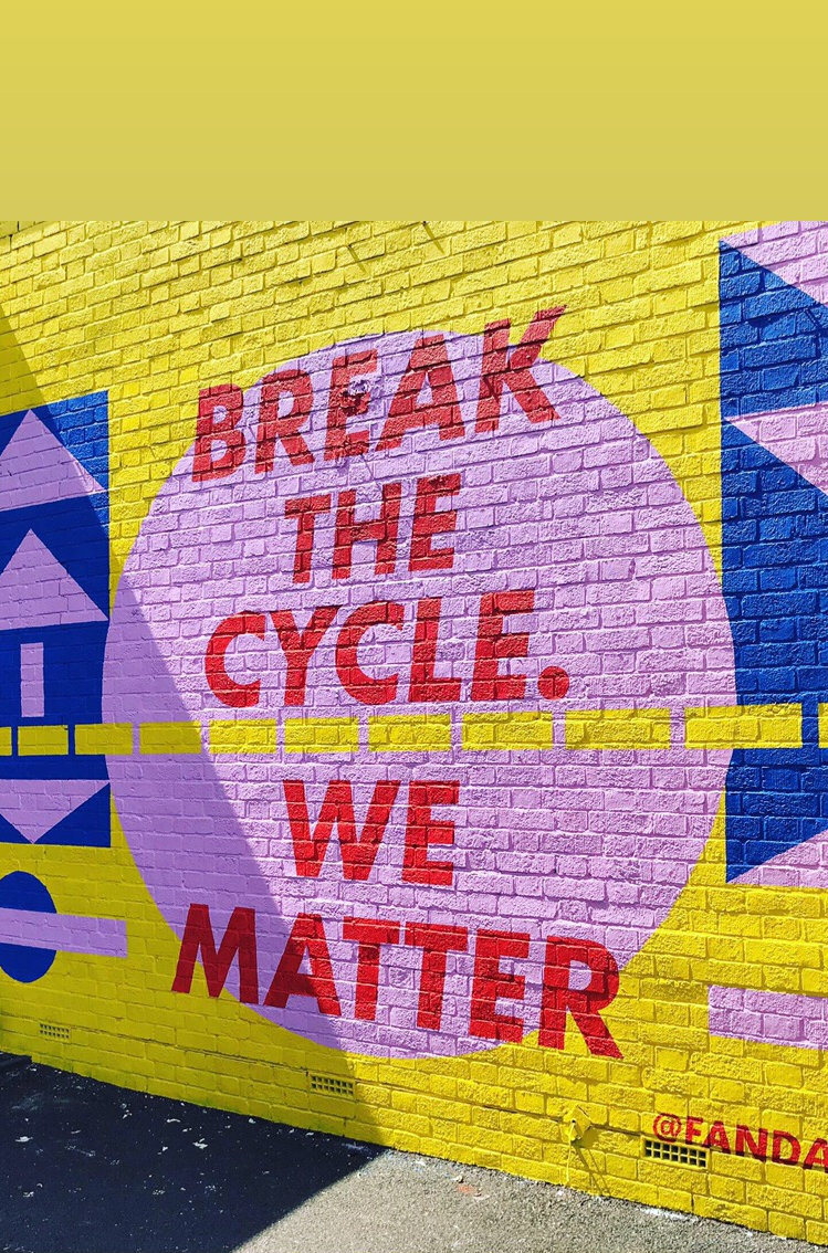  Break The Cycle mural for Hackney youth centre, filmed by Channel 4 to target knife crime 