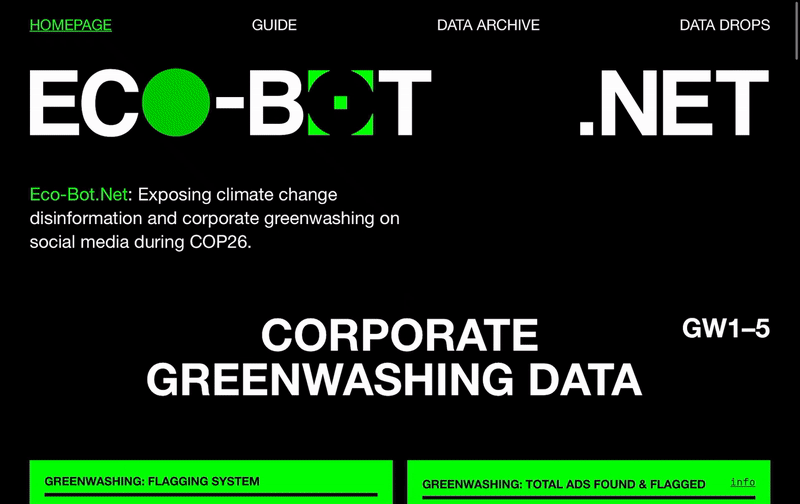 : an art project that scans tweets for corporate greenwash  during Cop26 — THE ALTERNATIVE