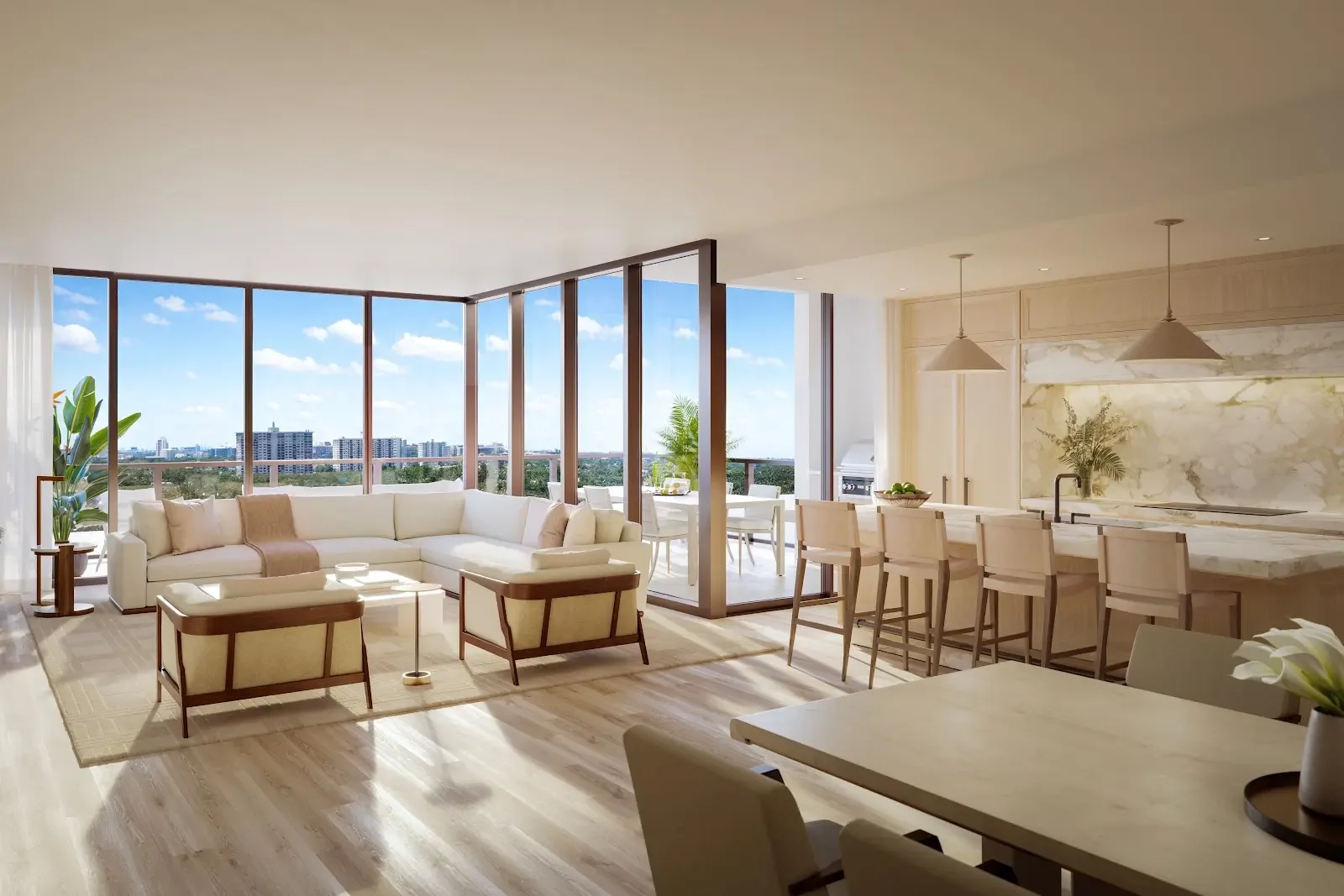The Ritz-Carlton Residences, Fort Lauderdale Beach — living room interior by Dan Fink Studio