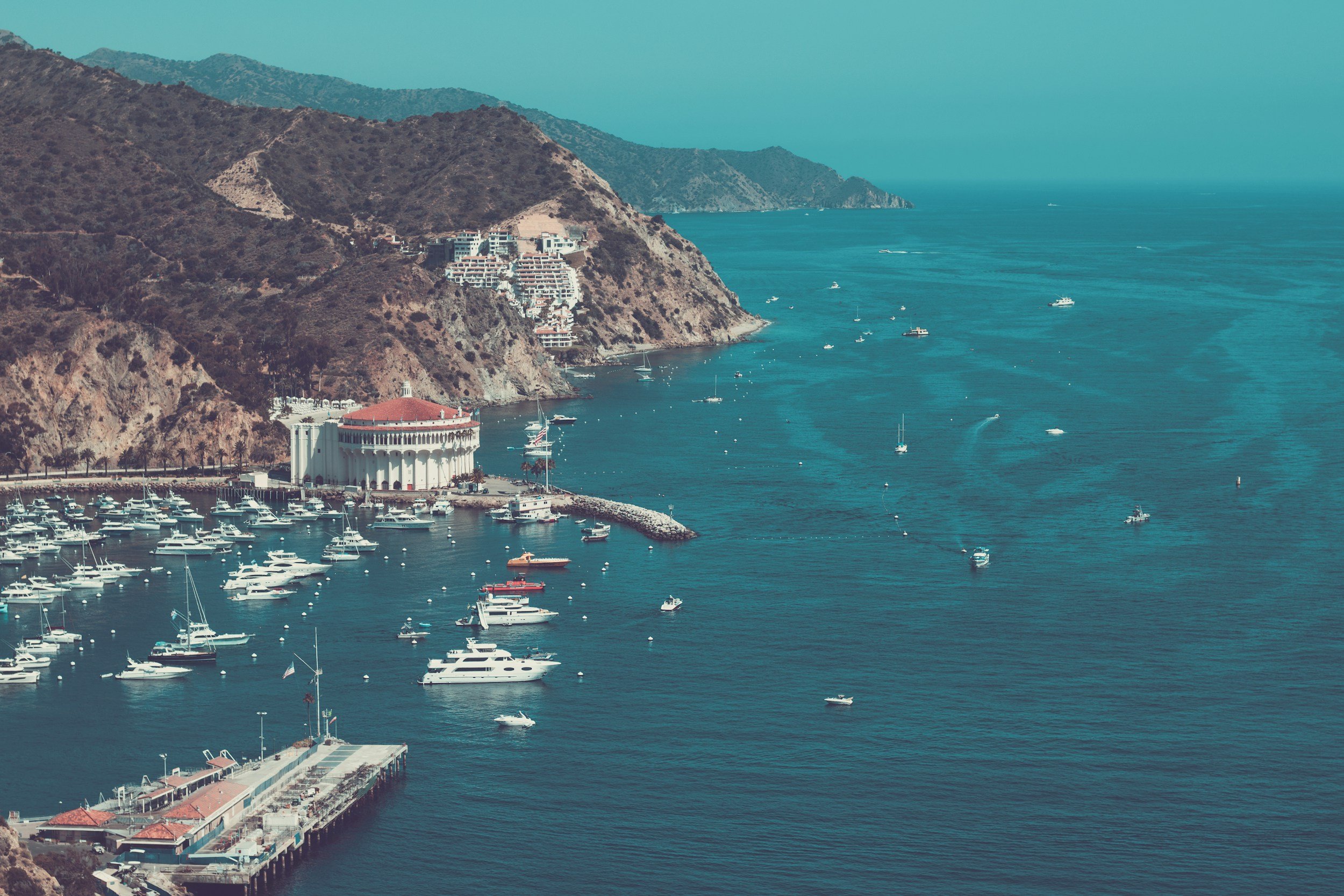 Catalina Island California — the town of Avalon and its harbor with the Casino