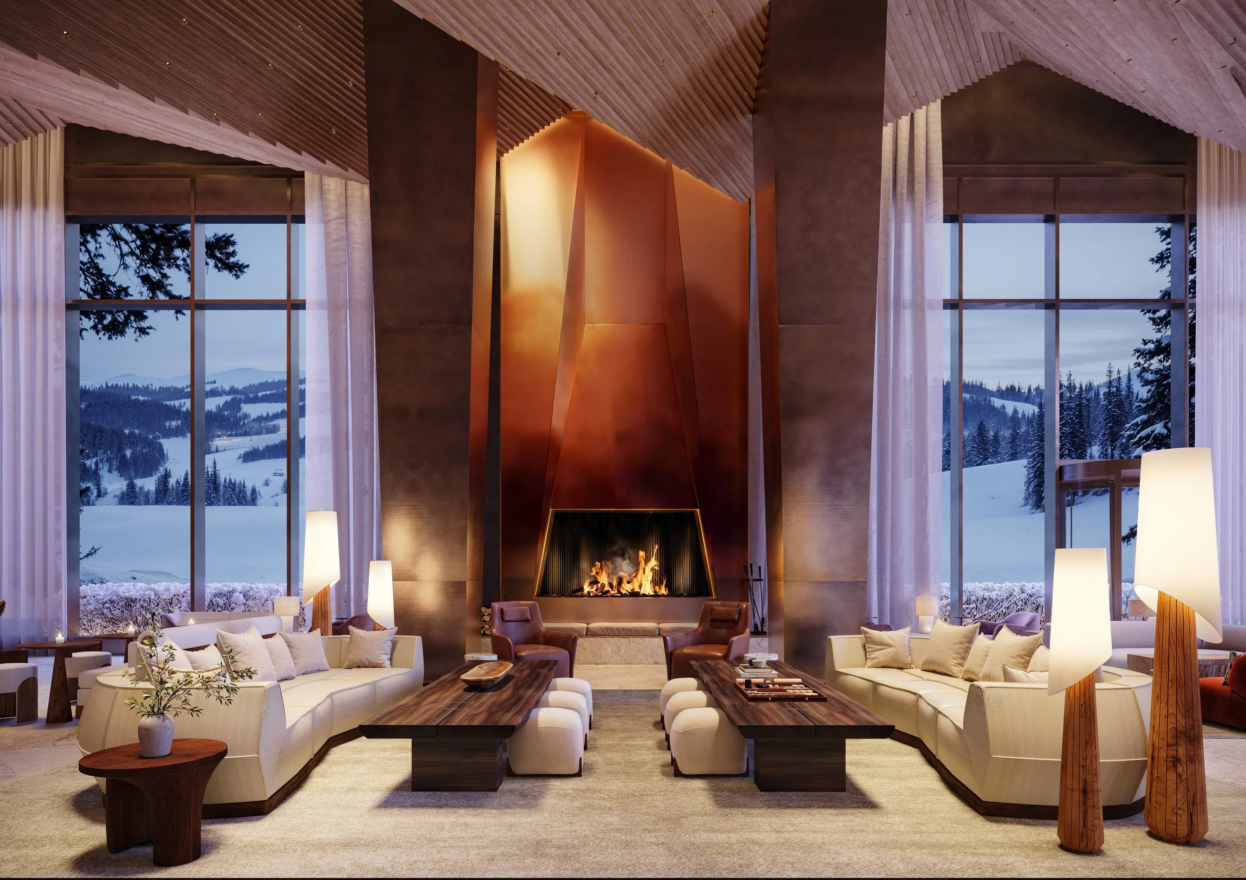 Fireplace lounge at Four Seasons Private Residences Deer Valley