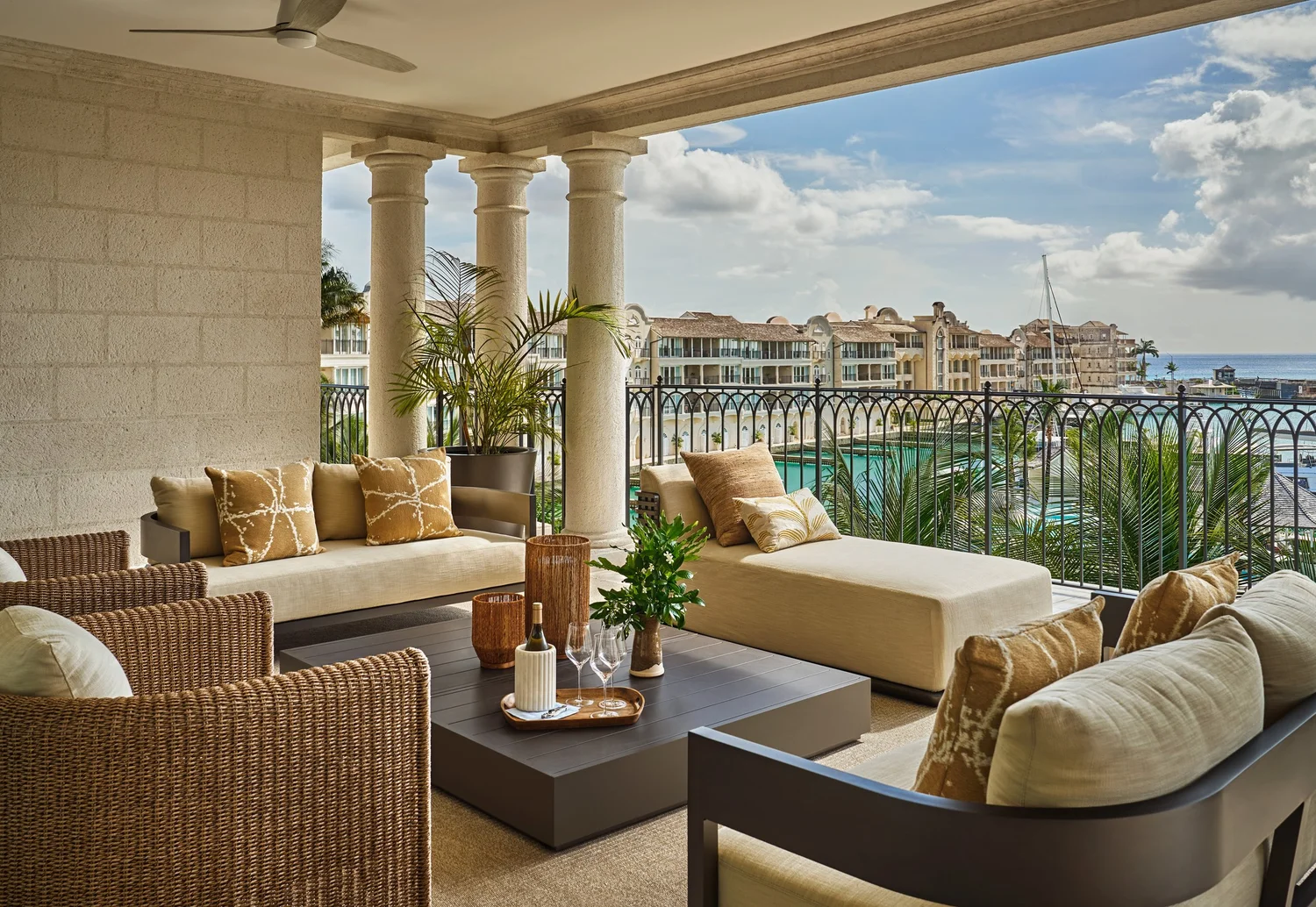 Oceanfront guest room rendering at Pendry Barbados with views of the Caribbean Sea