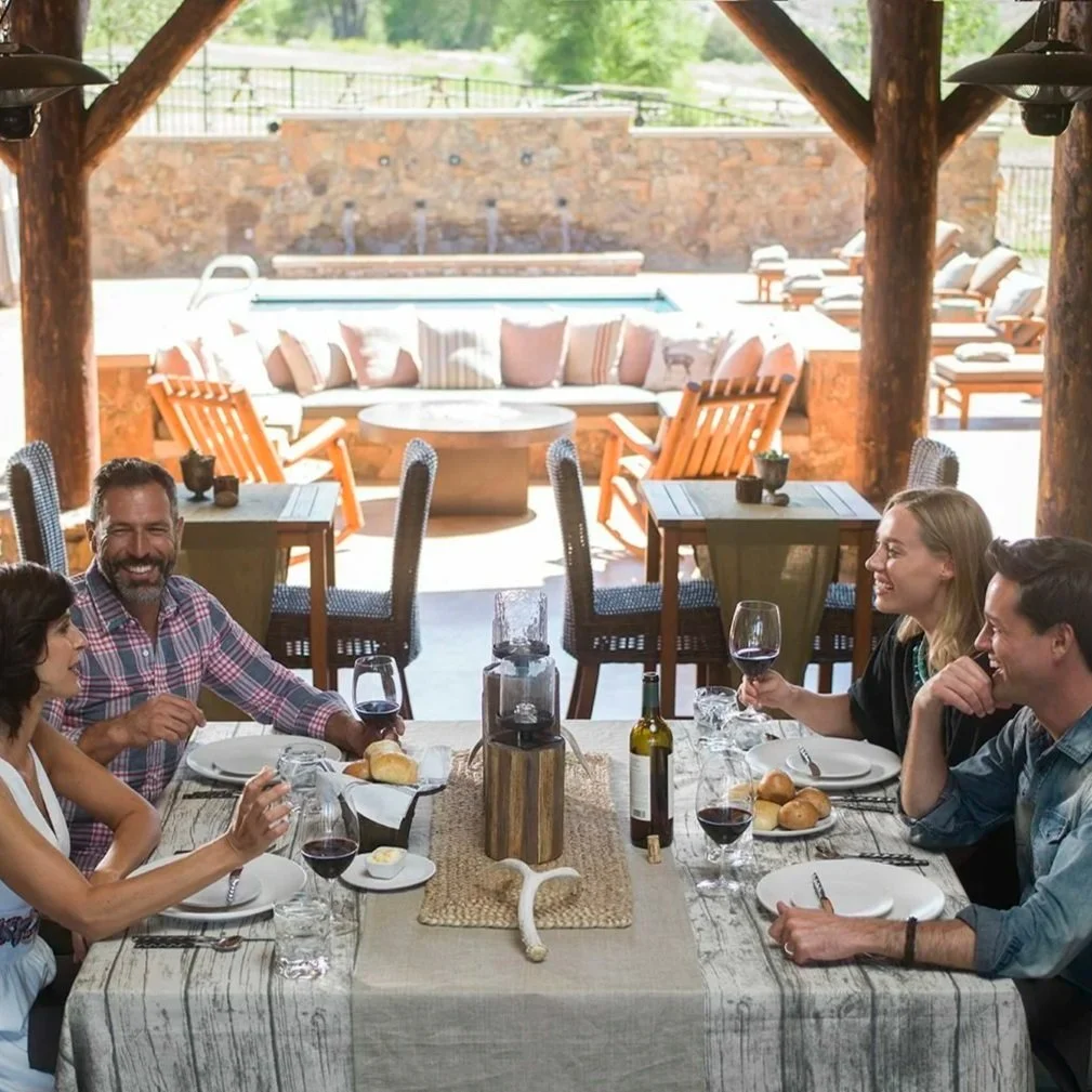 The Farm at Brush Creek Saratoga Wyoming ranch luxury outdoor dining North Platte Valley
