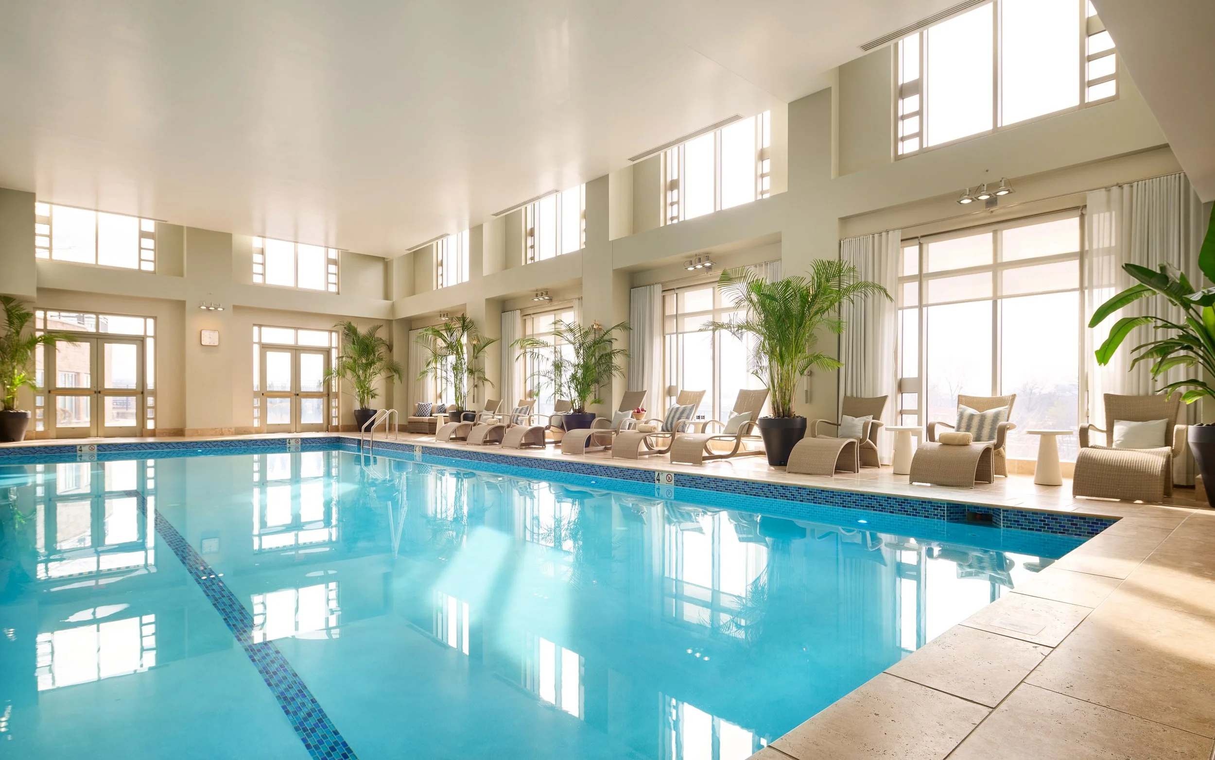 The heated indoor pool at The Potomac Hotel, Autograph Collection