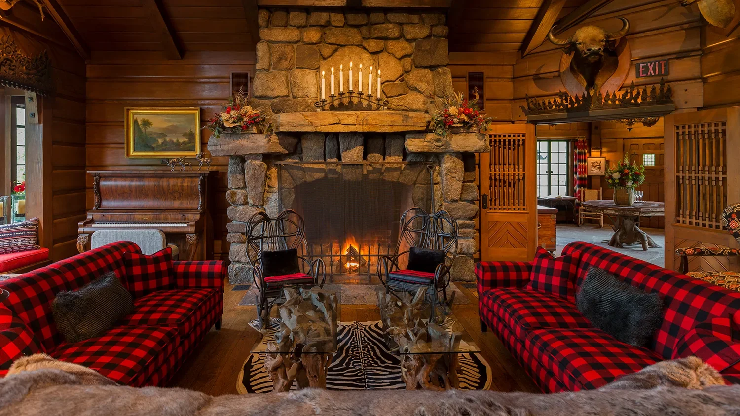 The Point, a former Rockefeller Great Camp on Upper Saranac Lake in winter