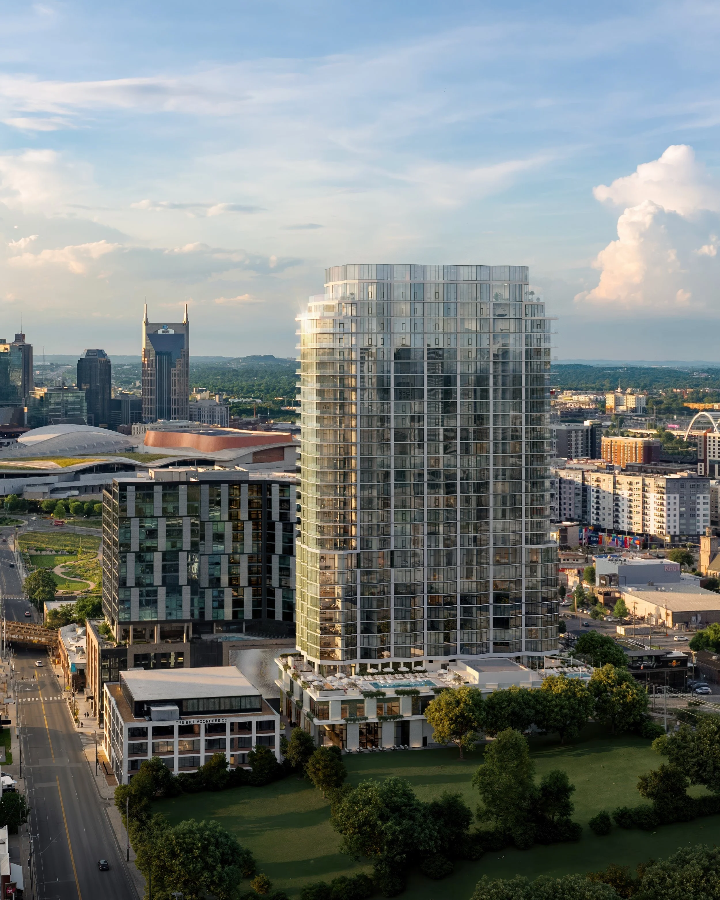 Pendry Nashville hotel and Pendry Residences Nashville tower in Paseo South Gulch