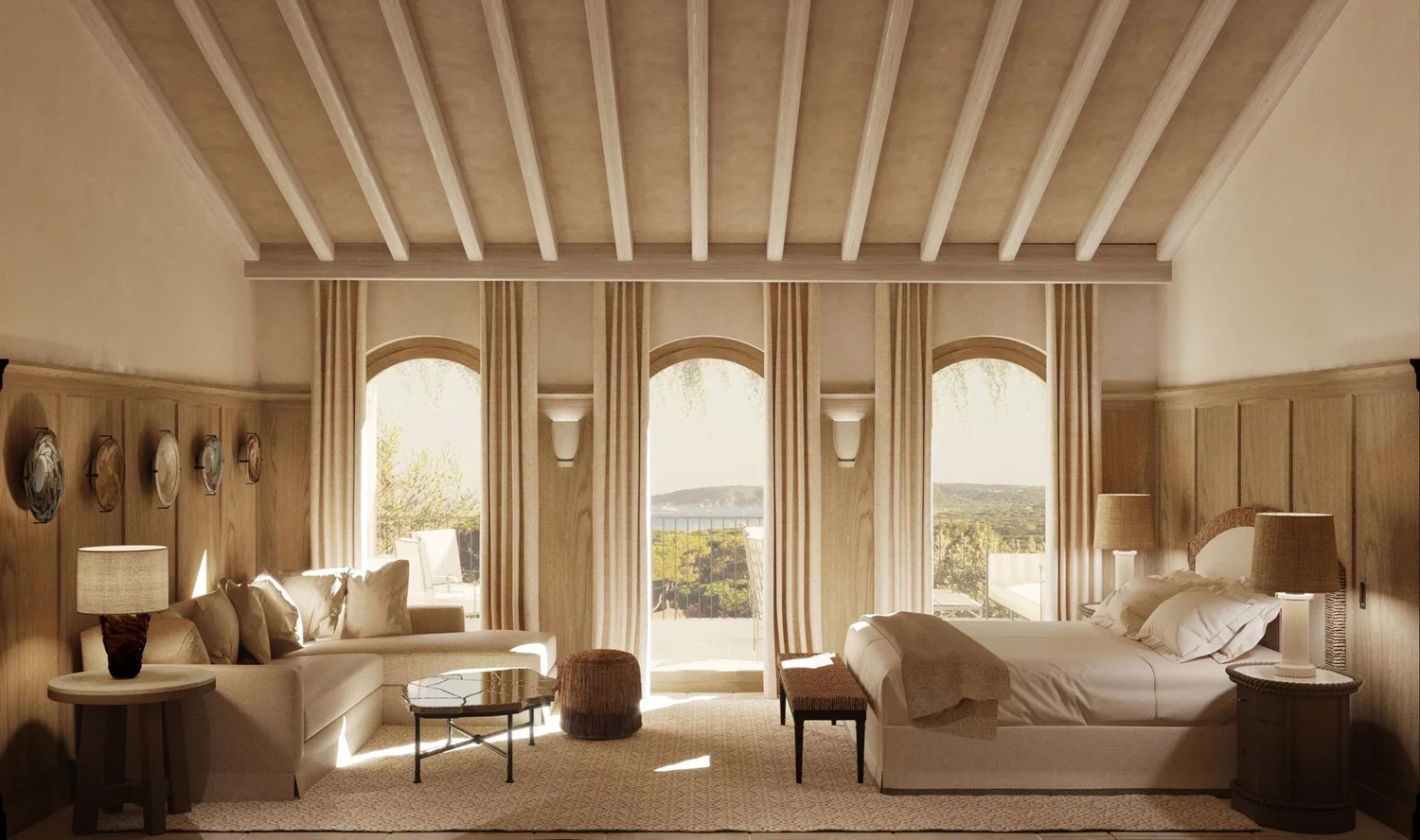 A bright and airy guest suite at Le Mas Bellevue Saint-Tropez