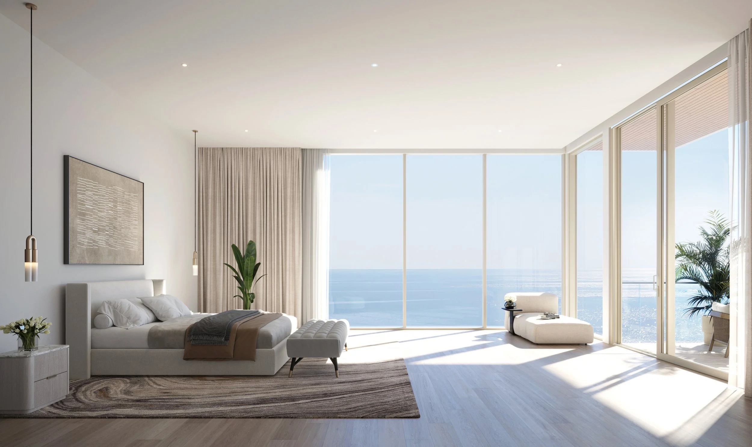 The primary bedroom of an Olana Naples residence