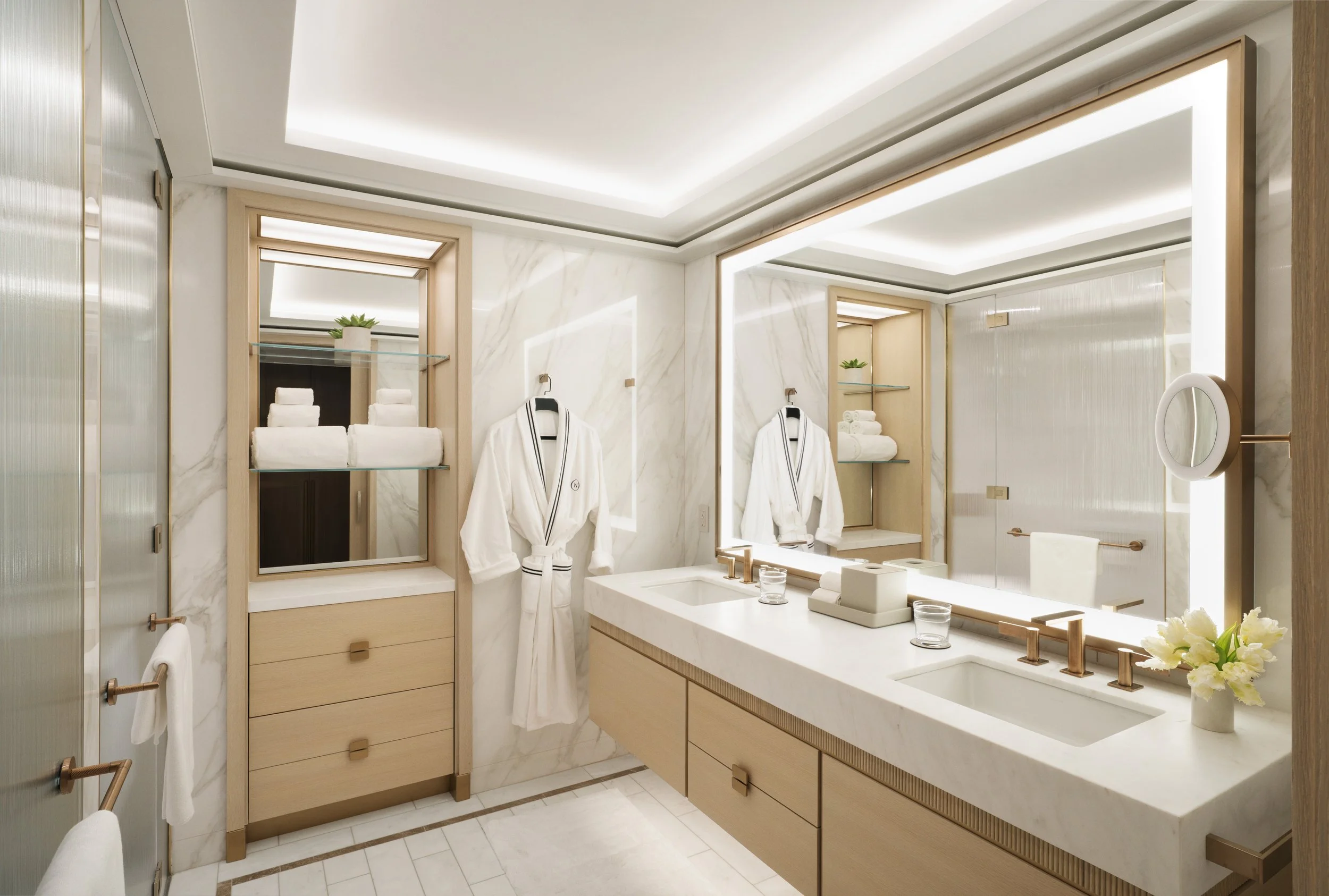 Guest bathroom rendering at The Nell New York