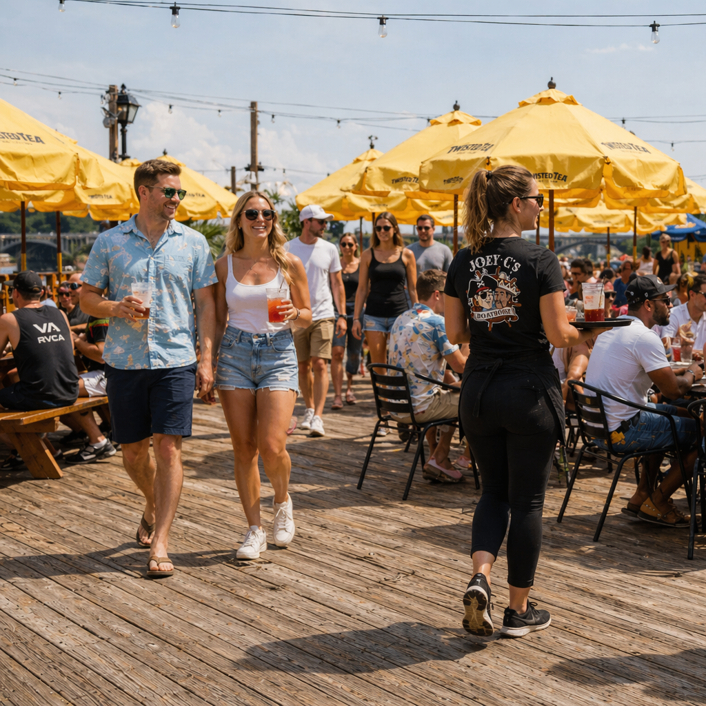 Joey C's Boathouse Stratford Connecticut waterfront deck outdoor dining Housatonic River