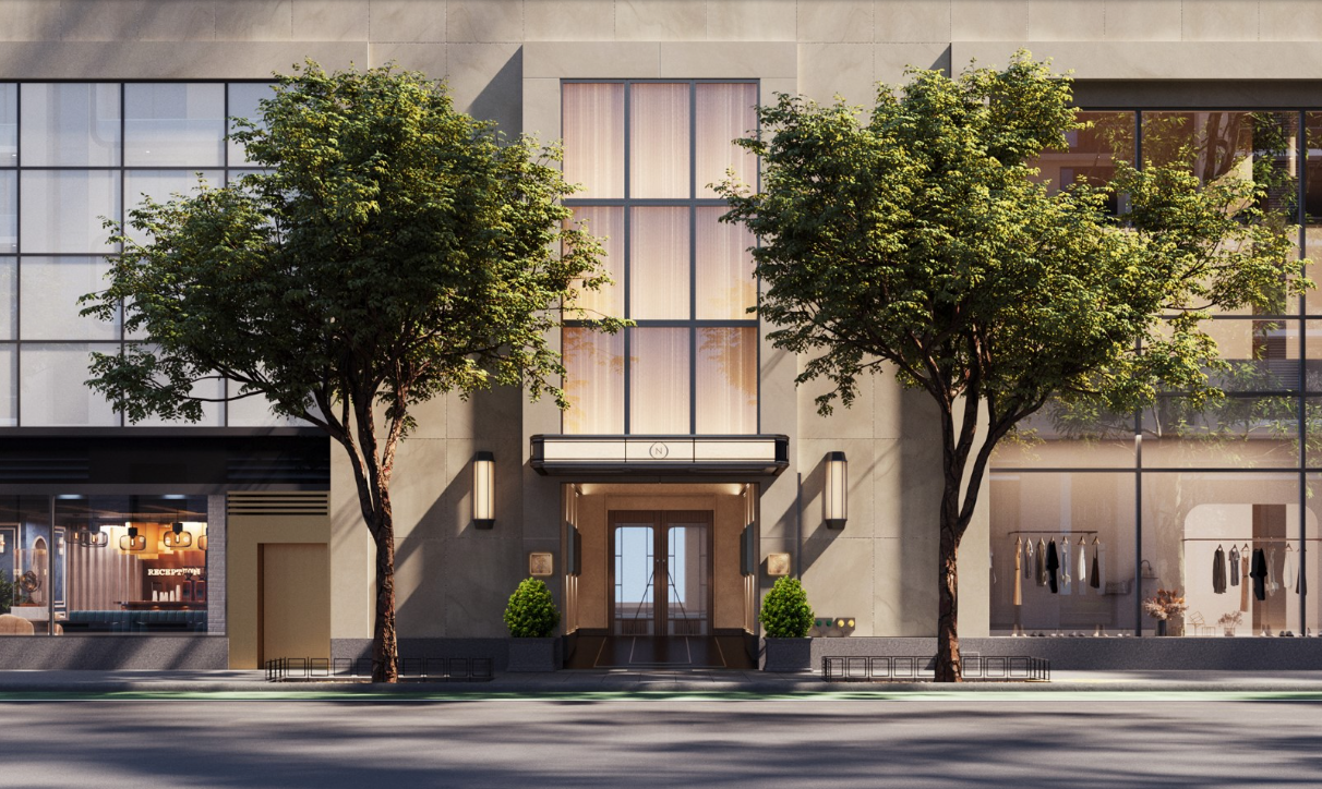 Rendering of The Nell New York, the first hotel within Rockefeller Center in Midtown Manhattan