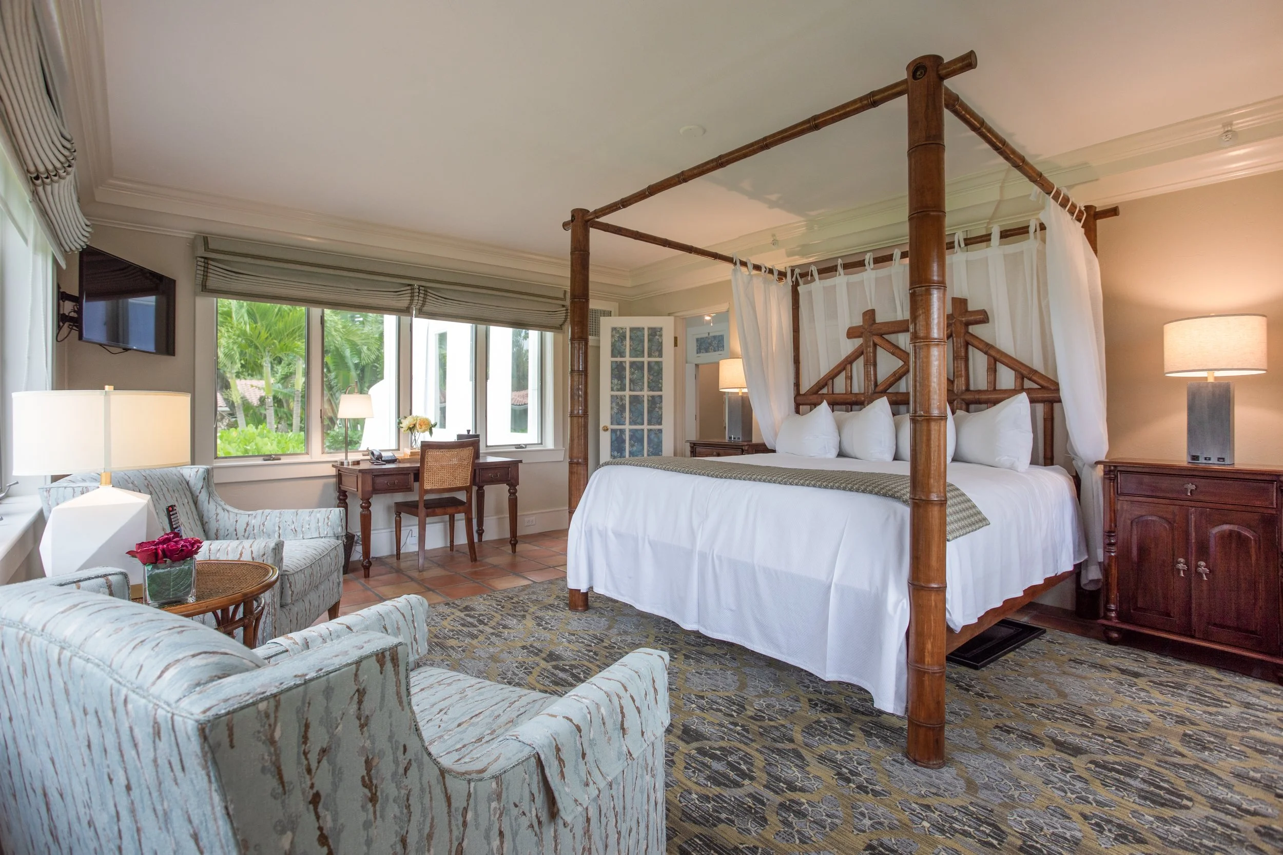 The master bedroom of the Heitman Suite at Shangri-La Springs