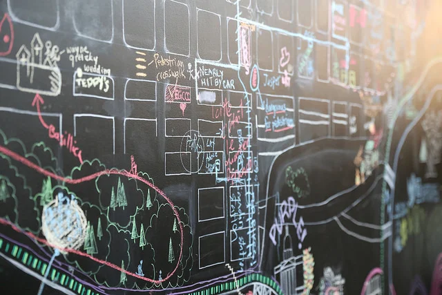 An installation based on walking by the Edmonton Wayfinding Project. Photo by Mack Male. 