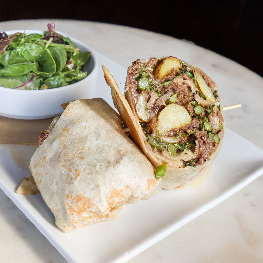 Trust us, there&rsquo;s nothing boring about this &lsquo;Italian &ldquo;Boarrito&rdquo;&rsquo; #LunchSpecial. 
&nbsp;
This wild take on a burrito is stuffed with braised wild boar shoulder, broccolini, fingerling potatoes, Swiss cheese, roasted garli