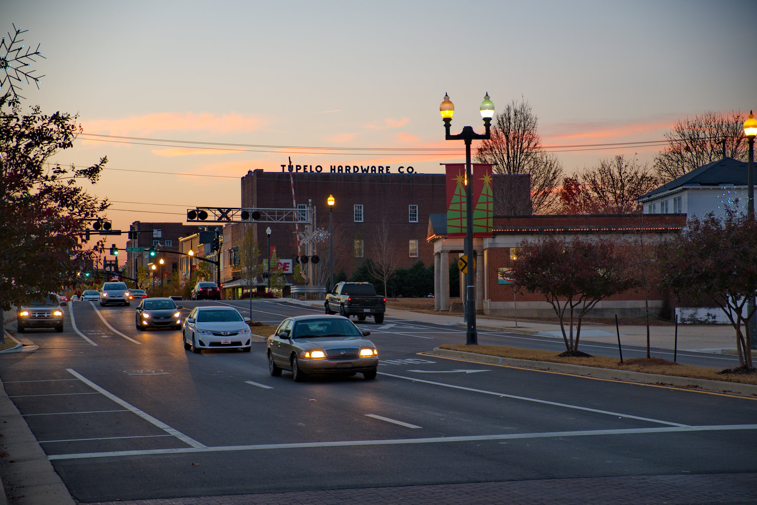 Main Street Looking West at Sunset