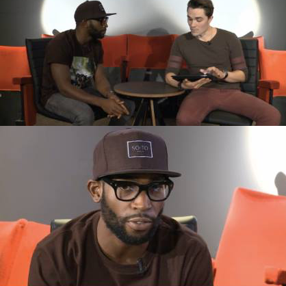 Tiny Tempah talks on screen about the importance of live music in the bar. 04/05/15