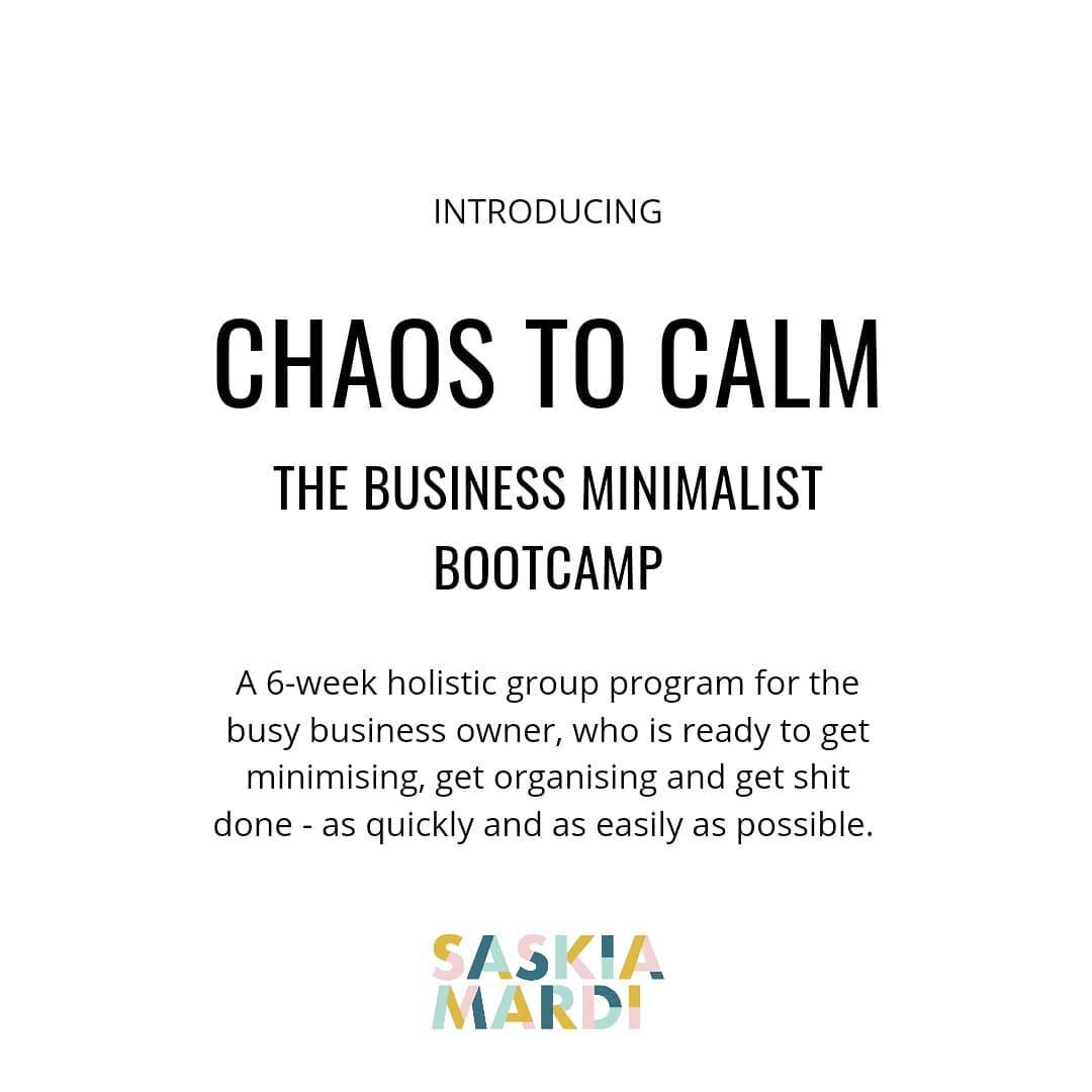 Introducing.... 

CHAOS TO CALM
The Business Minimalist Bootcamp

I know you are busy. I know you are short on time and I know you want to simplify and organise your business, but it had be done like yesterday!

That's exactly why I created this 6-we