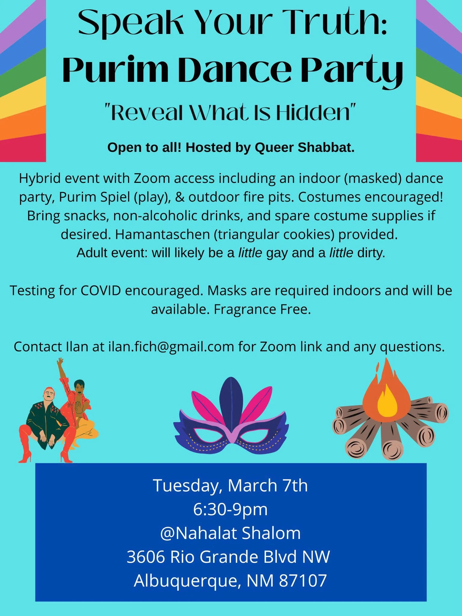 In Person and Zoom: Speak Your Truth Purim Dance Party