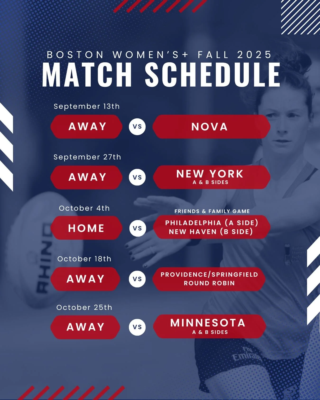 📢 THE POST YOU&rsquo;VE ALL BEEN WAITING FOR!!! Our schedule for the fall season is here, starting with our first game against NOVA this Saturday! 🔥 Mark your calendars, especially for our only home match AND friends and family games on October 4th