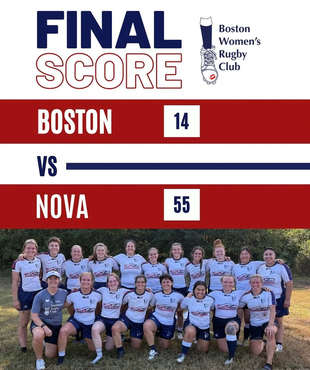 Final score from our match in Virginia yesterday against Nova! Proud of everyone&rsquo;s hard work out in the heat. Tries by Hannah and Tess with 2 conversion kicks from Gabby. On to the next💋
