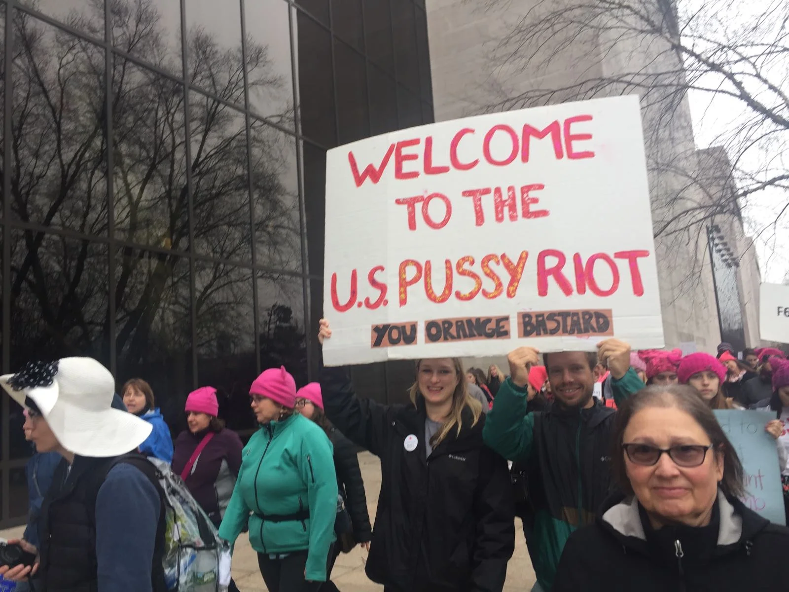 Expressing our opposition to the new president outside of the Air and Space Museum Photo and sign credit: Quinn Fegan