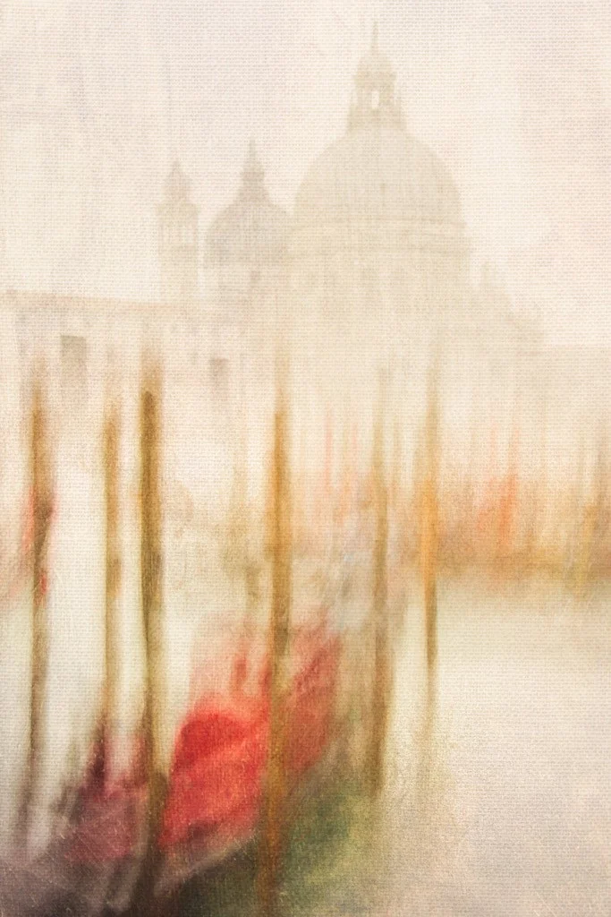 (Above) This image is a long exposure made from a moving Venetian vaporetti. In post-production I lightly texturized it. The blend of the texture and the Entrada Rag Texture helps create a unique and subtle effect. © Harold Davis