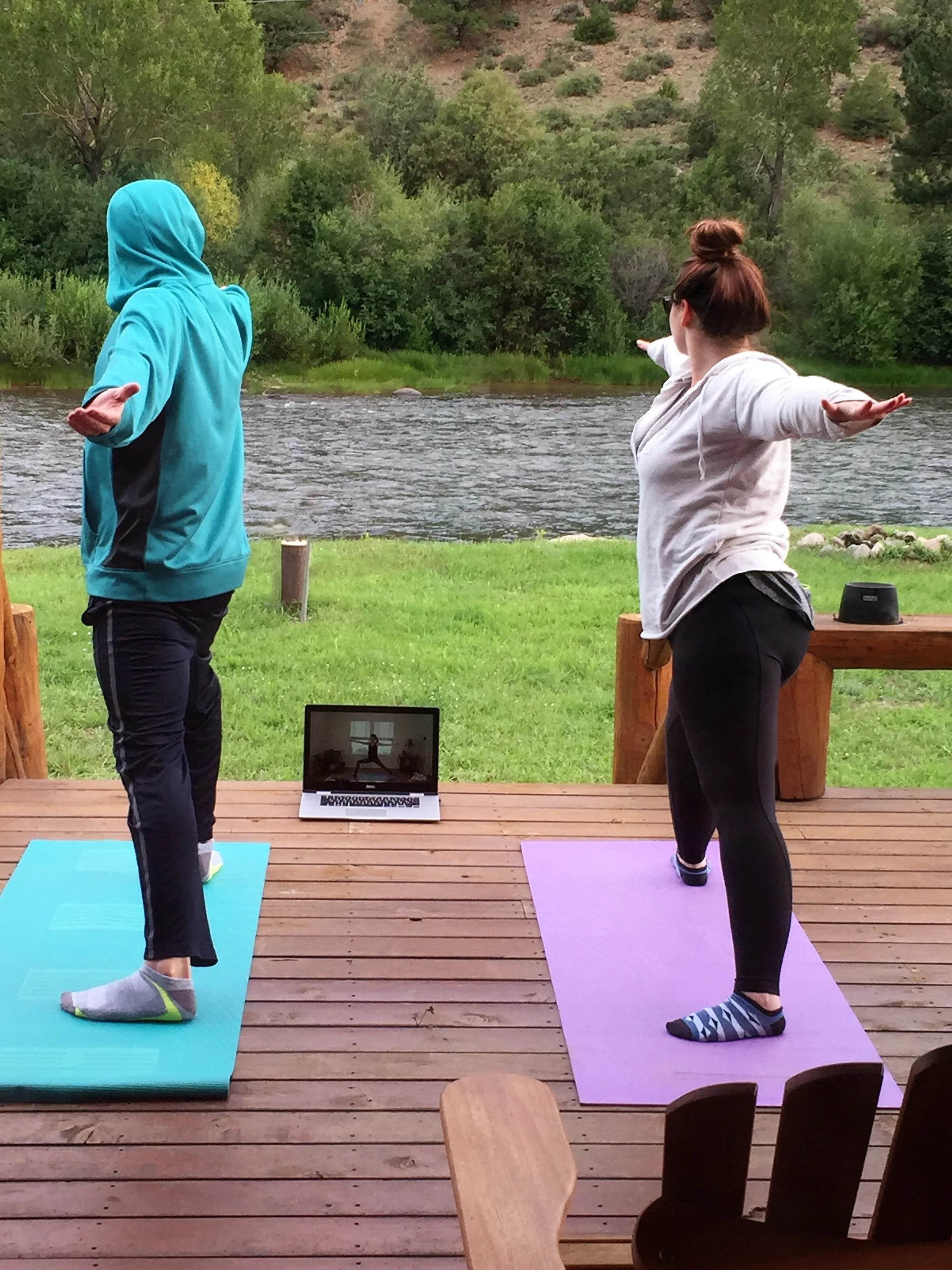 And sometimes you get to go to Colorado and do yoga outside by the river with your partner...