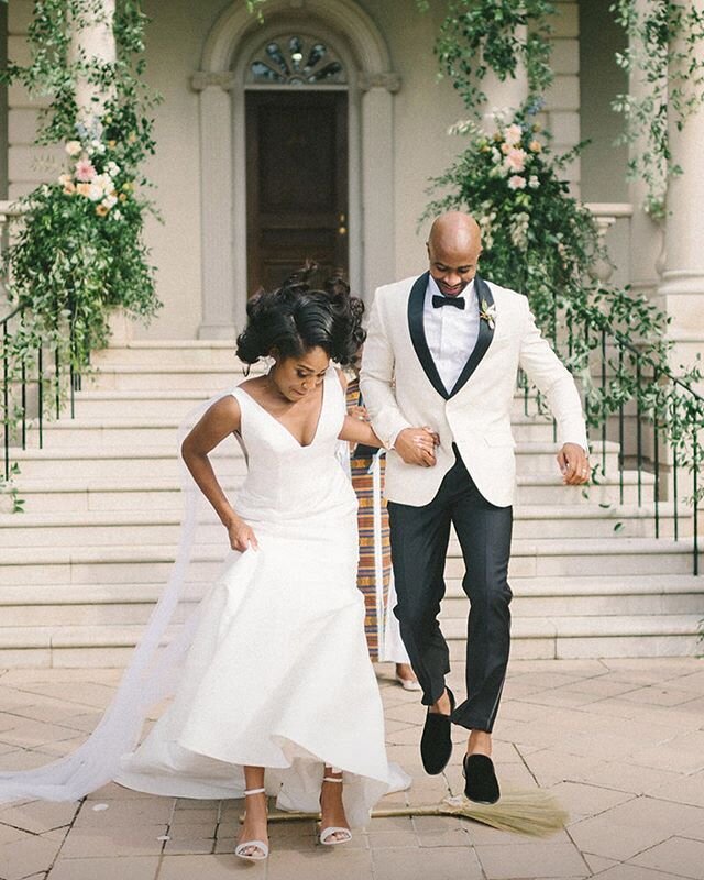 Jumping For #BlackJoy because Ericka &amp; TK&rsquo;s romantic, southern &amp; stylish wedding is featured on @caratsandcake today and what better way to celebrate them &amp; the #juneteenth holiday by sharing one of the ways they paid homage to thei