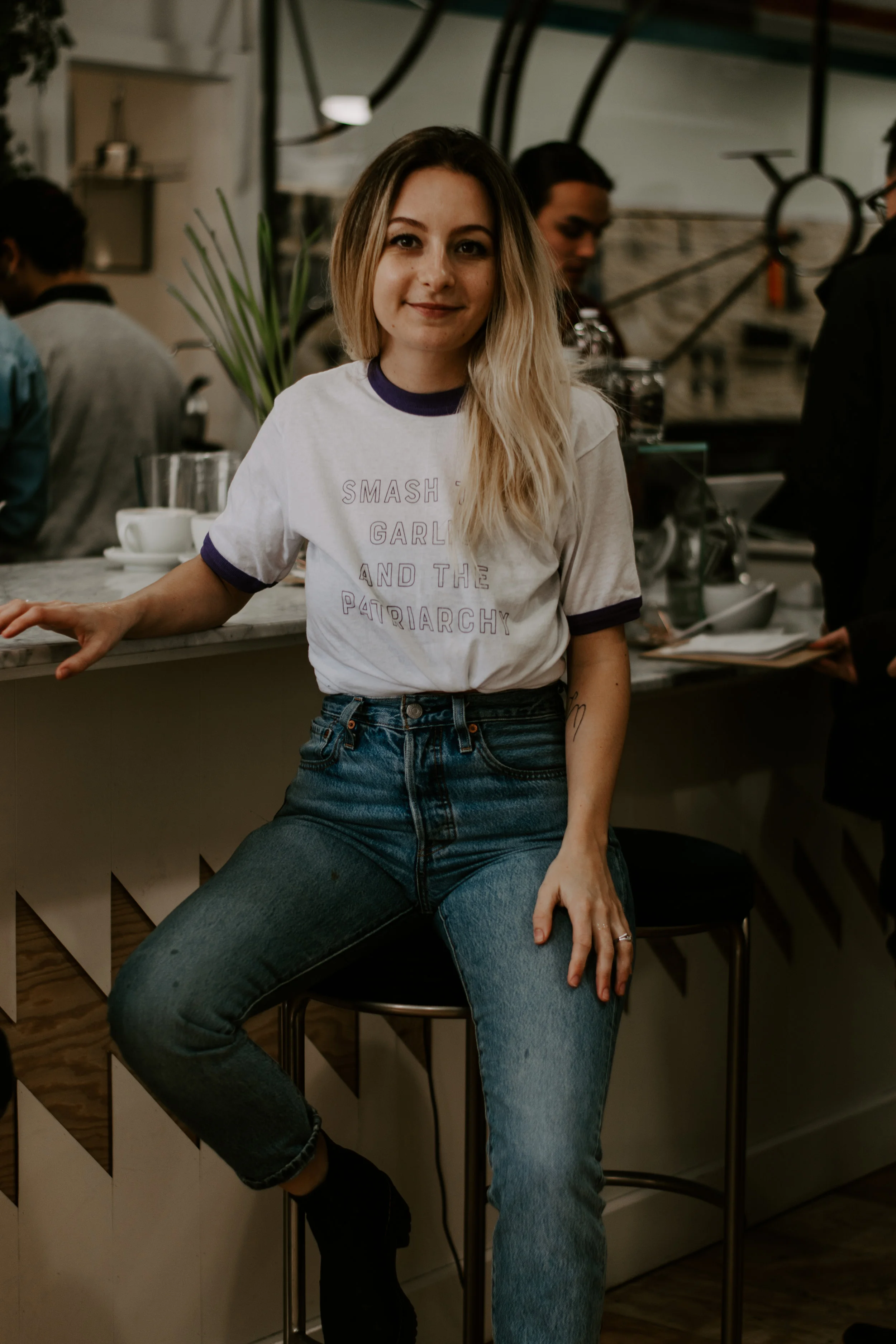 Audrey Finocchiaro, photographed in her coffee bar in Providence by Sarah Hummel
