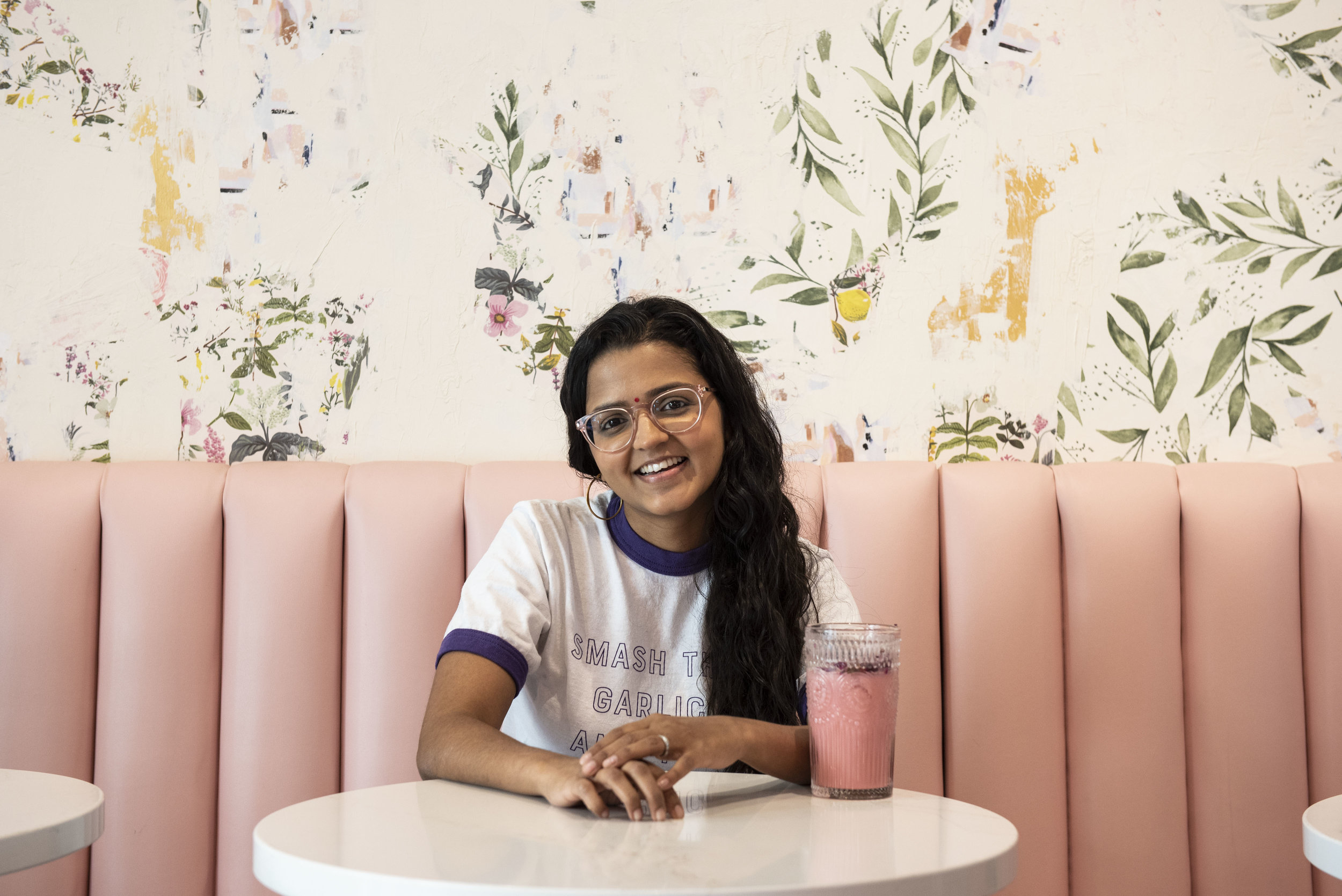 Deepti Sharma, photographed by Liz Clayman at Blank Slate cafe in Manhattan