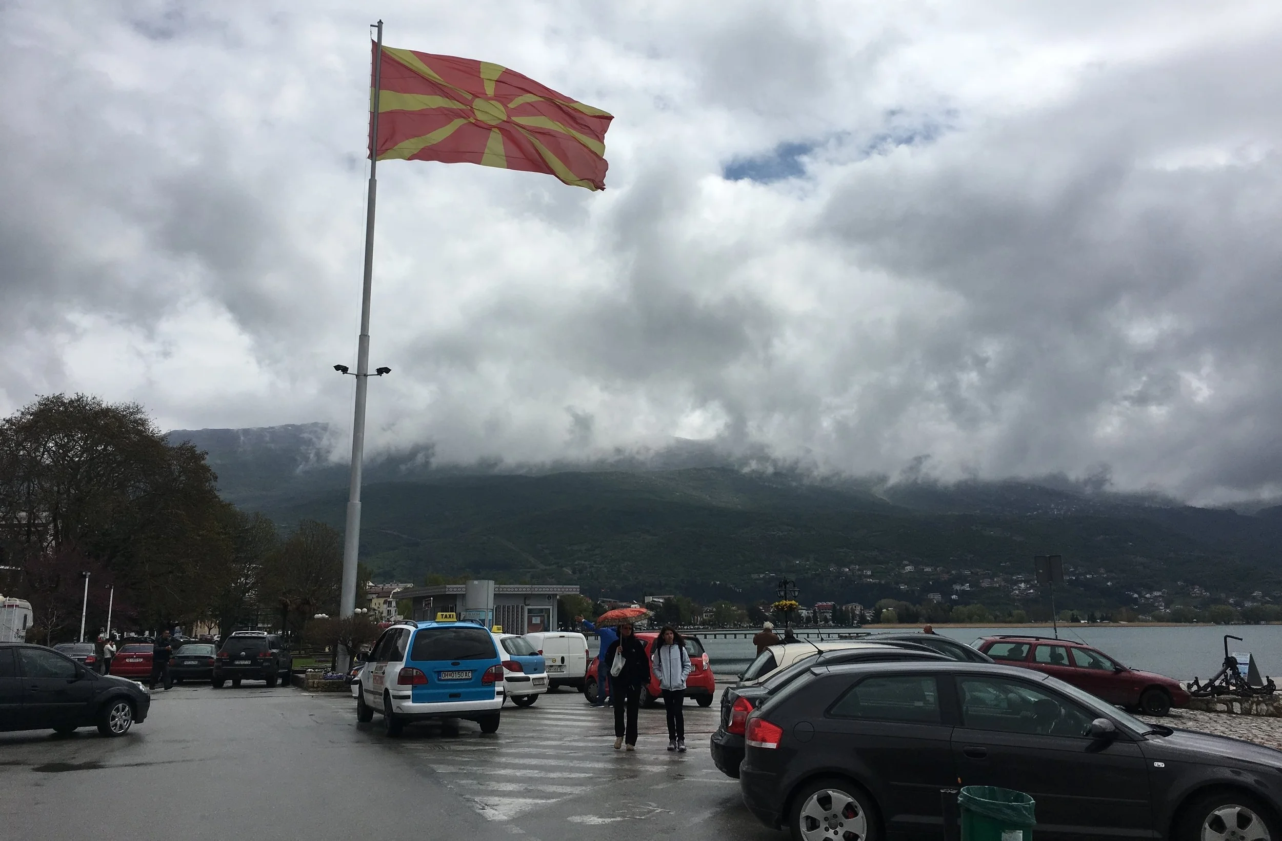 The Macedonia flag leads the way to Japan.