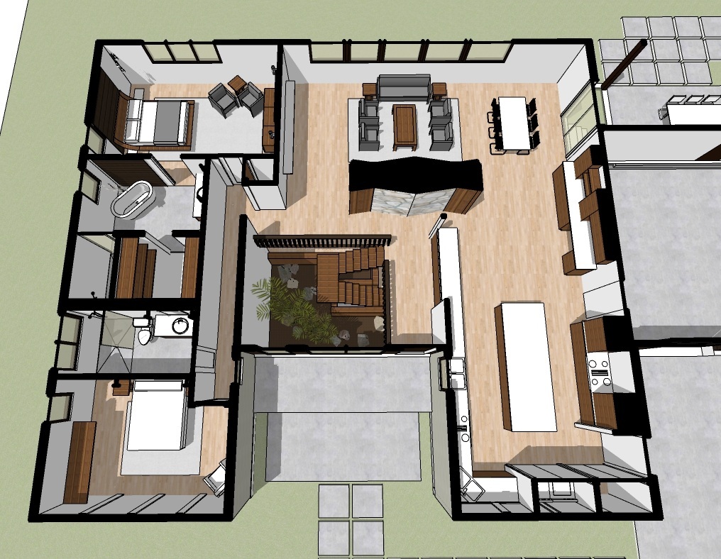 Proposed redesign with addition of guest bathroom and re designed MASTER BATH