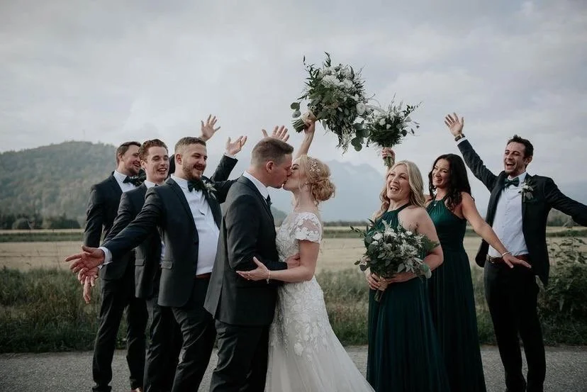  flowers , bride , groom , white and greenery wedding , boho wedding , vancouver florist , chilliwack florist , pampas grass , wedding , fraser river lodge , wedding florist , wedding inspiration , white rose , eucalyptus , ceremony , arch , bridal p