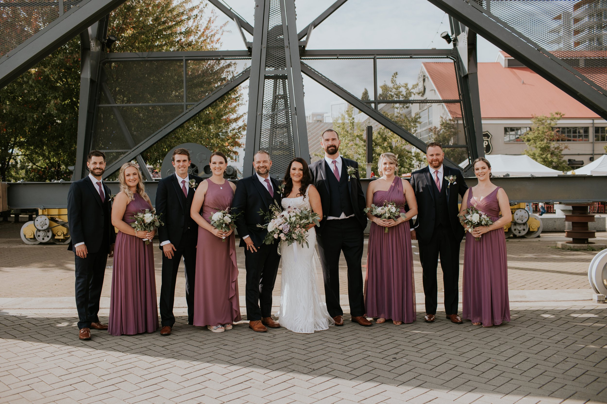  blush wedding , mauve wedding , blush and mauve wedding , the Wallace , north Vancouver , wedding florist  , bride , groom ,  wedding party , boutonniere , bridal bouquet , bridesmaids bouquets , arch , ceremony , neon sign  , flower installation , 