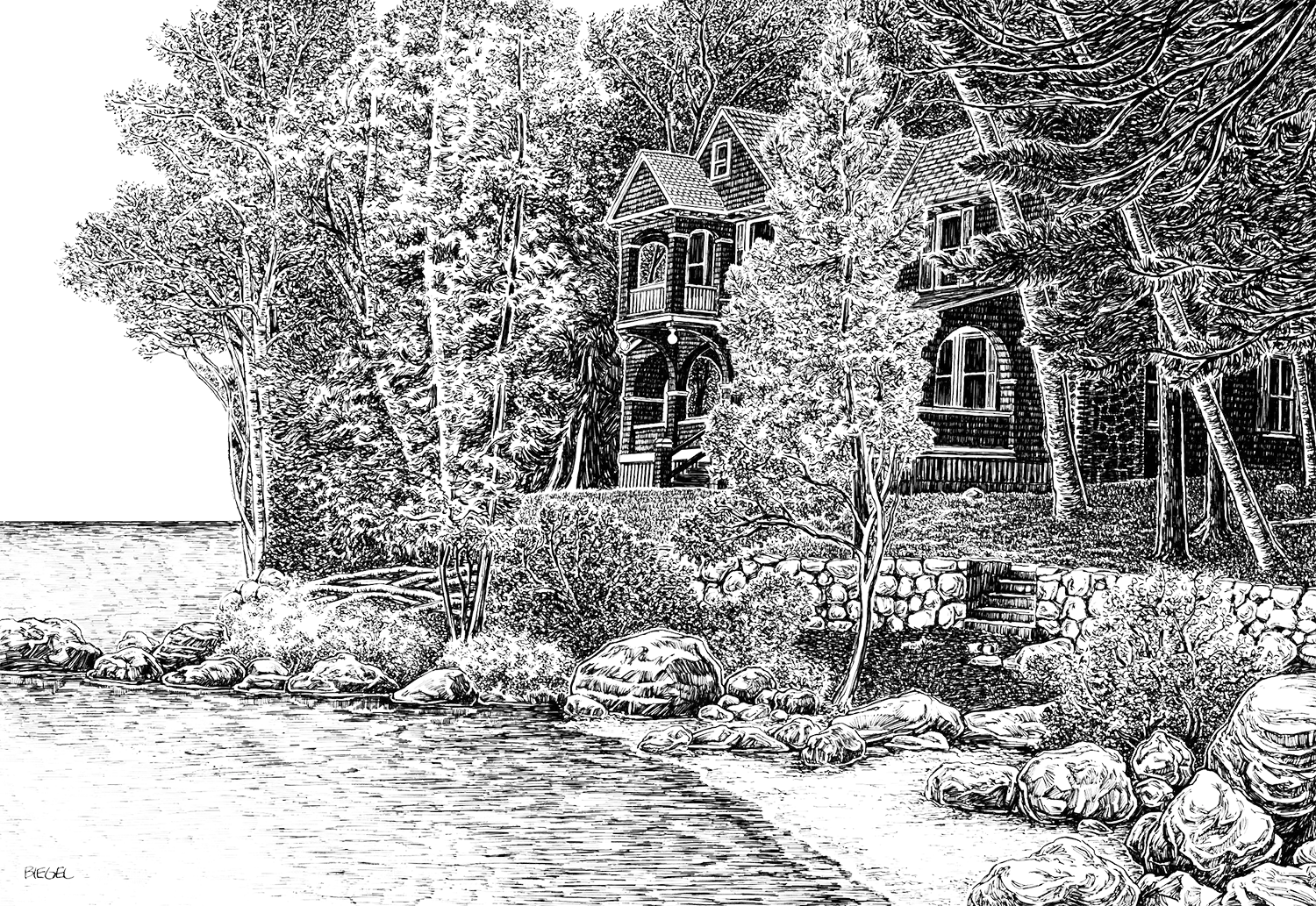 Hand-drawn portrait of a house