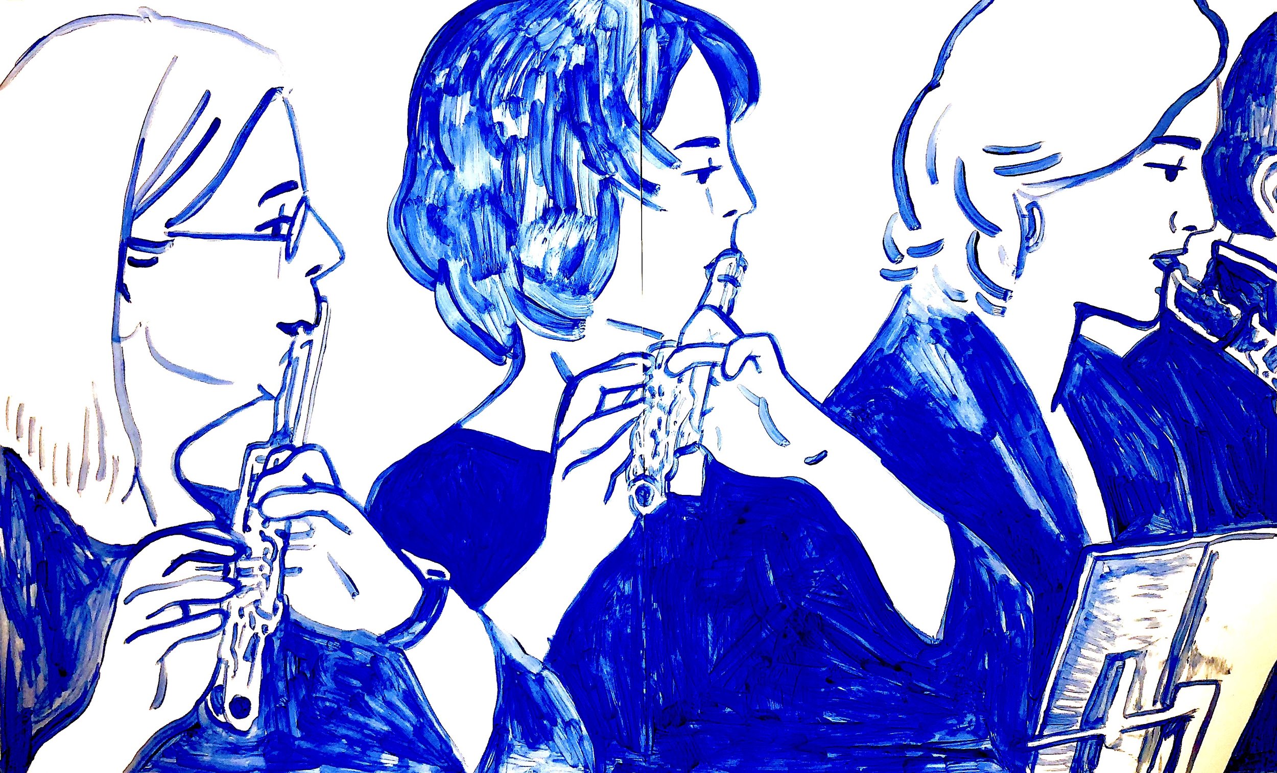 The Orchestra(管絃樂團), acrylic on paper, 38"x48",2018