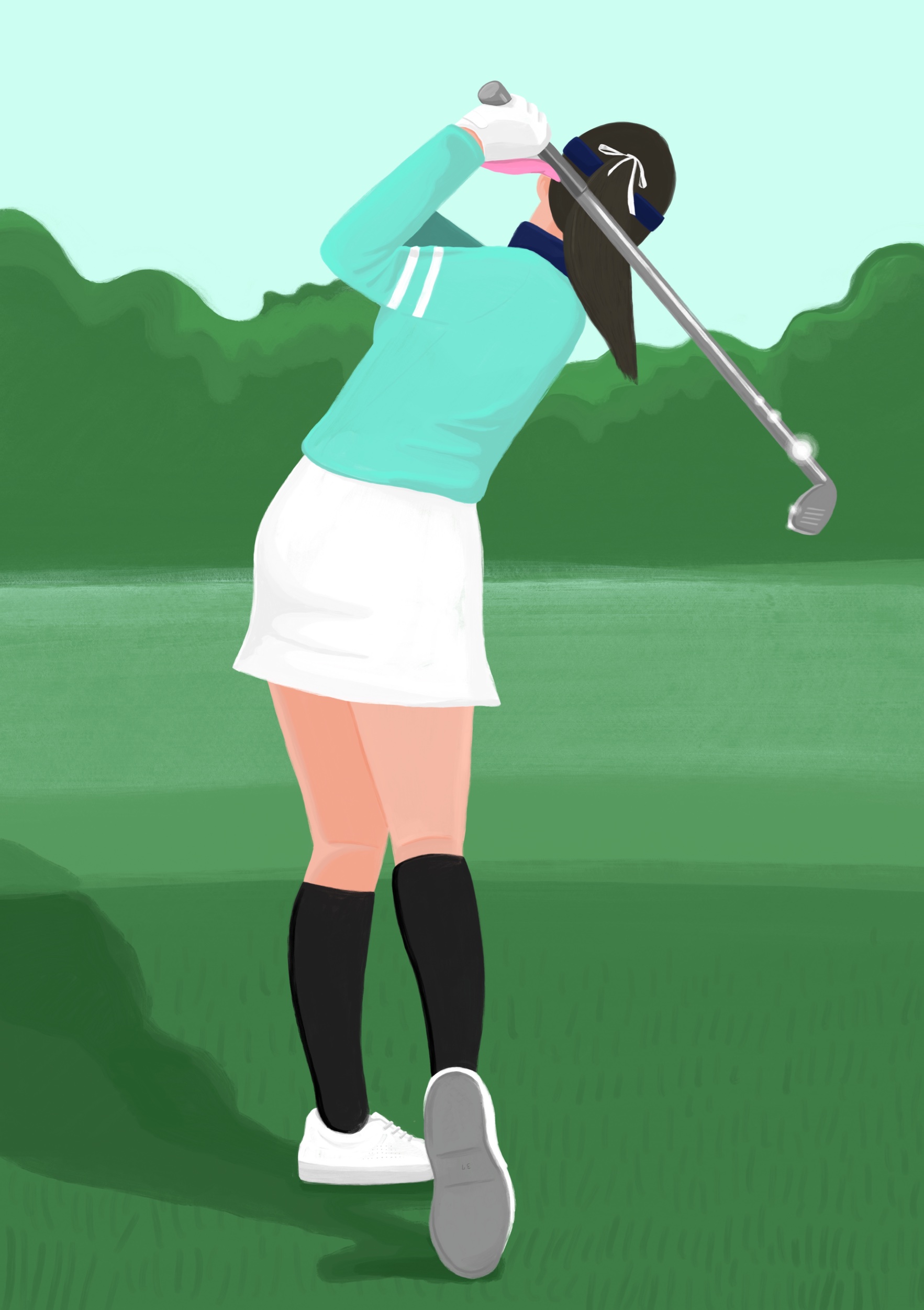 Golf swing motion (backside) 841x594mm Digital painting 2019