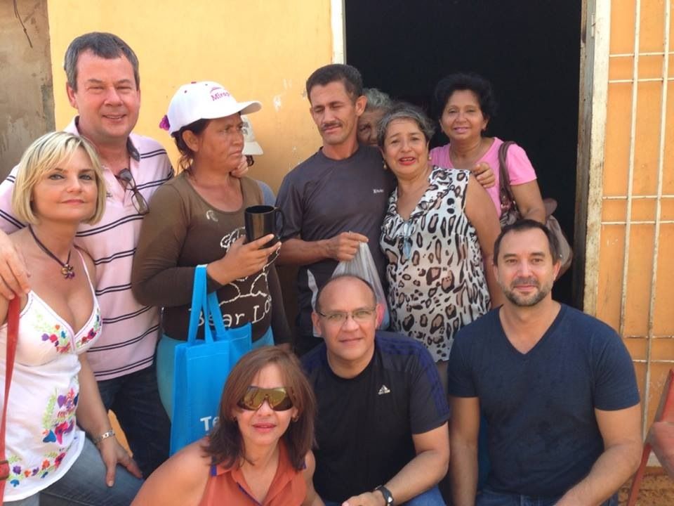 Standing from left to right: Dr. Claudia Perandones (Argentina), Dr. Roberto Weiser (Venezuela), patients from San Luis (Maracaibo), Aleska Zambrano (President Avehun). Sitting, Dr. Olmedo Ferrer (Venezuela) and Ignacio Munoz-Sanjuan. We were delivering food for the patients in 2013.